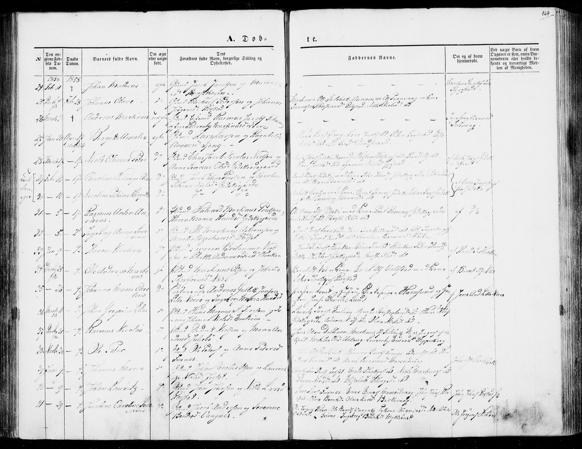 Ministerialprotokoller, klokkerbøker og fødselsregistre - Møre og Romsdal, AV/SAT-A-1454/528/L0397: Parish register (official) no. 528A08, 1848-1858, p. 124