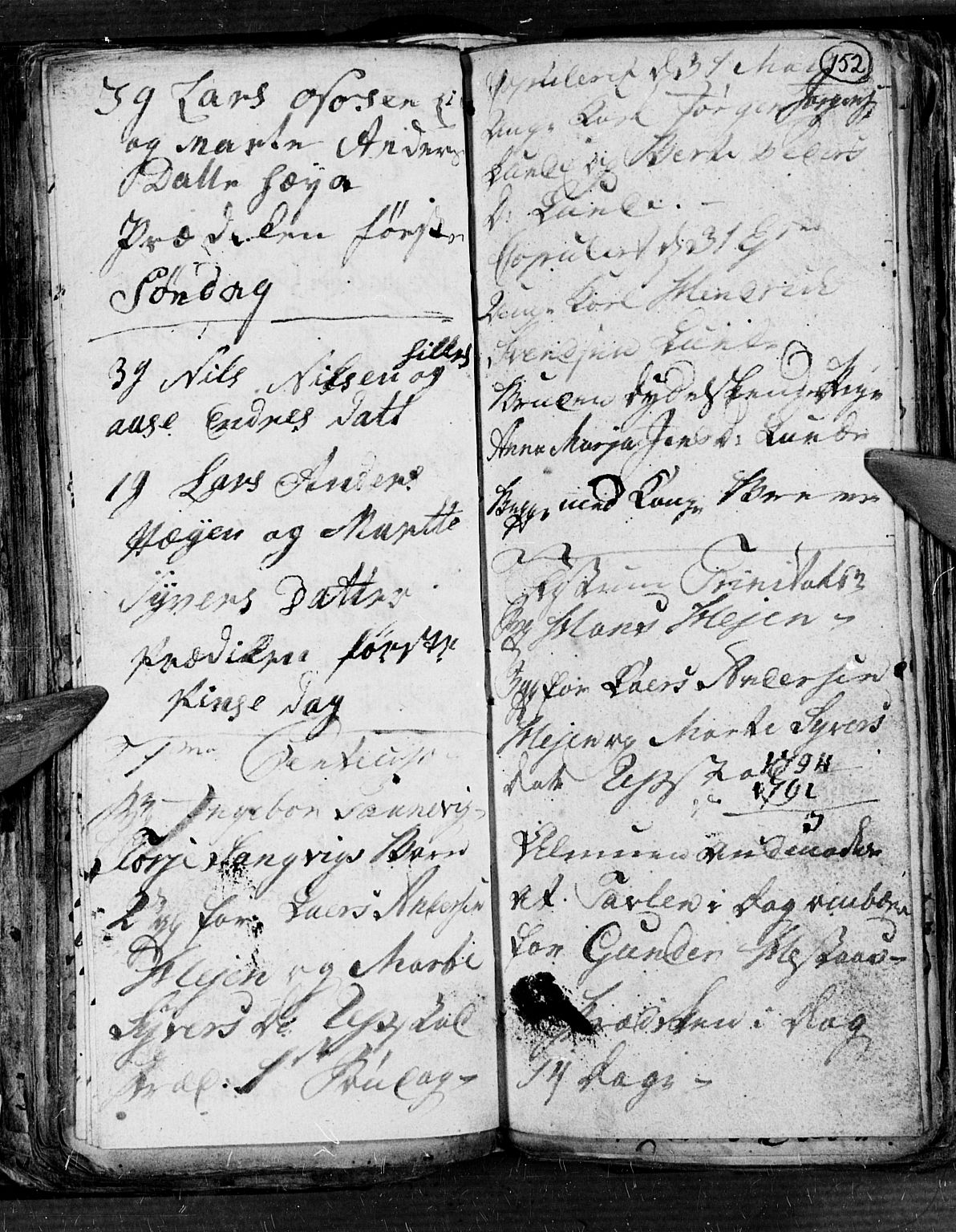 Søgne sokneprestkontor, AV/SAK-1111-0037/F/Fb/Fbb/L0001: Parish register (copy) no. B 1, 1779-1802, p. 152