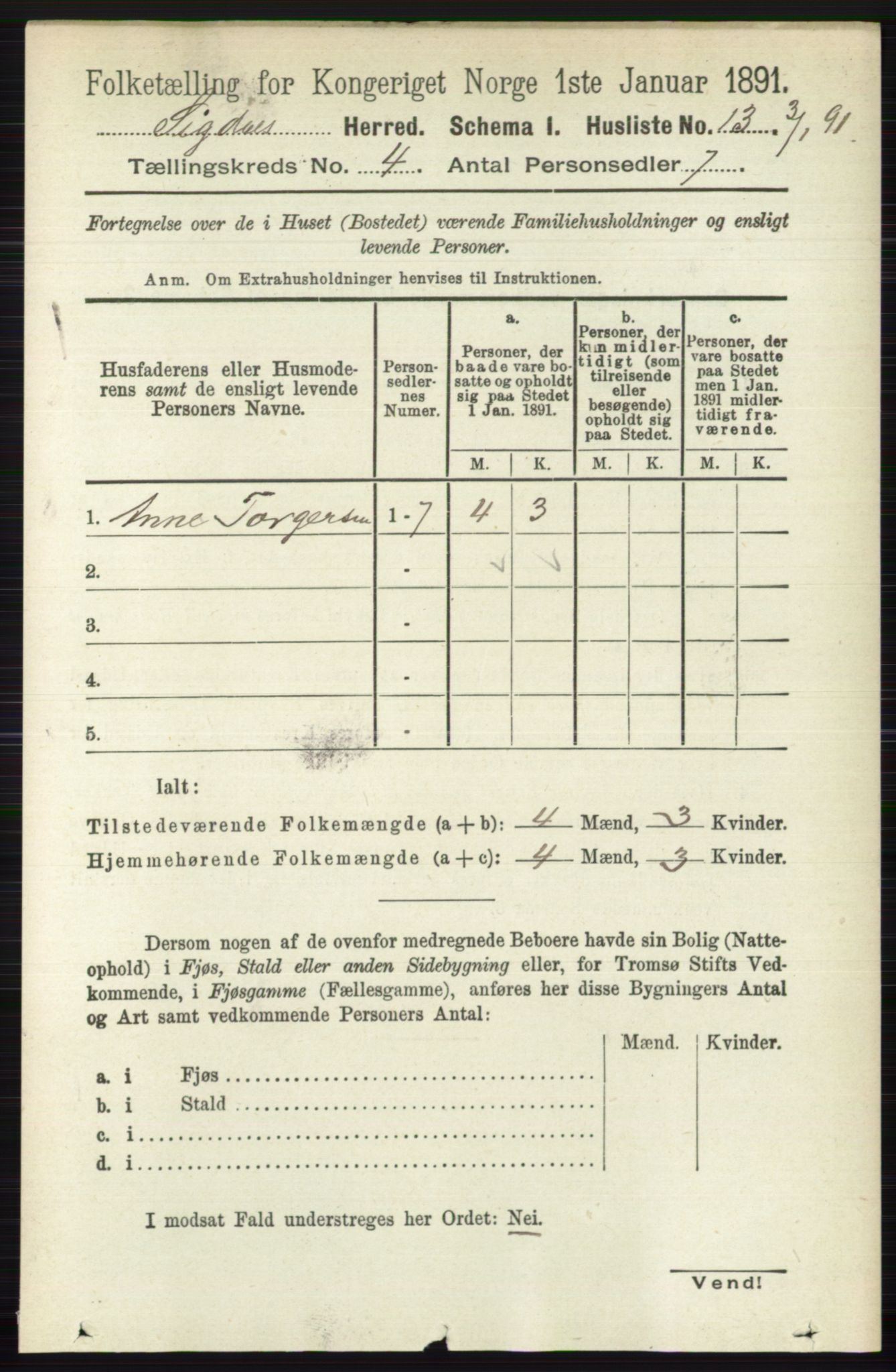 RA, 1891 census for 0621 Sigdal, 1891, p. 1629