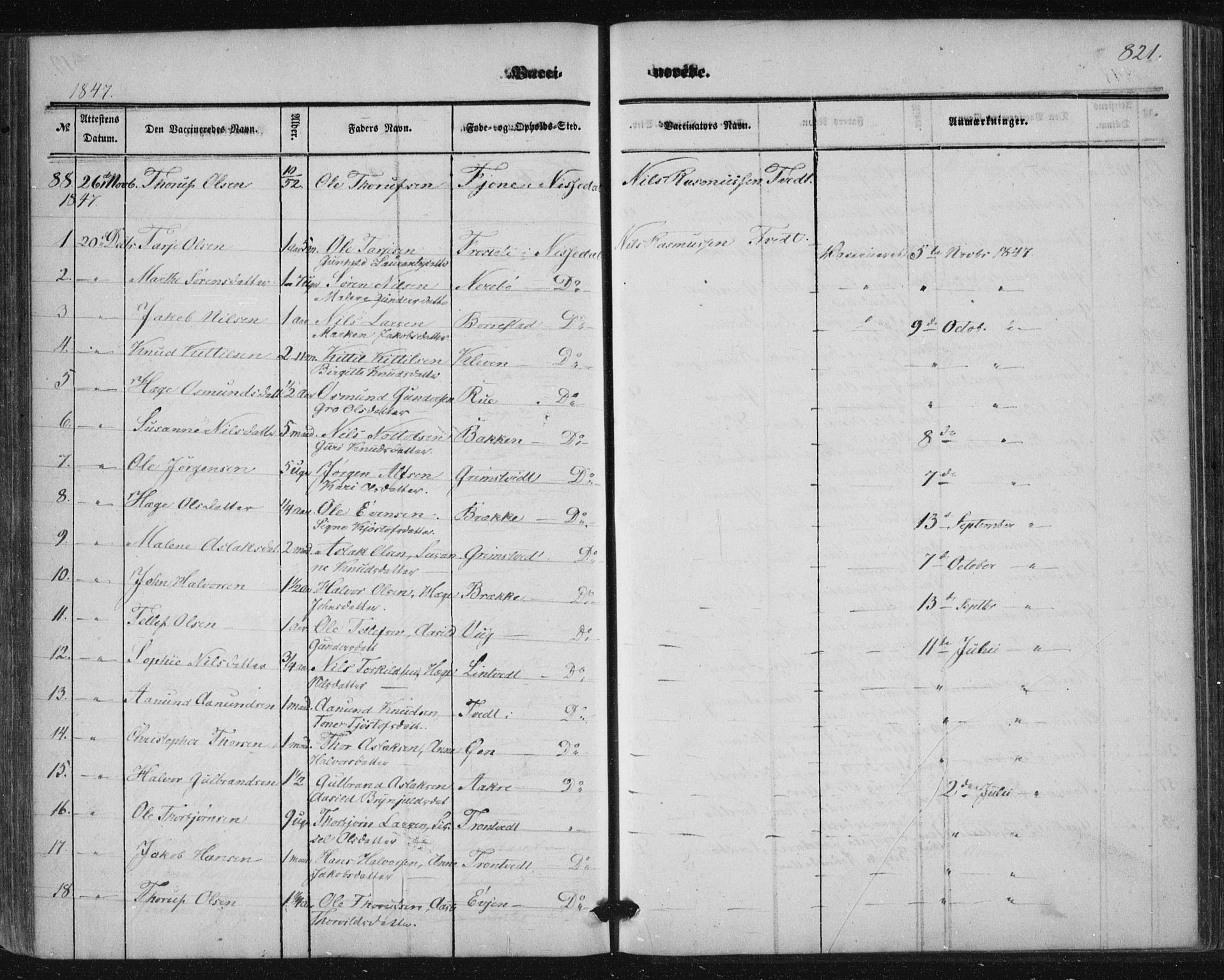 Nissedal kirkebøker, AV/SAKO-A-288/F/Fa/L0003: Parish register (official) no. I 3, 1846-1870, p. 820-821