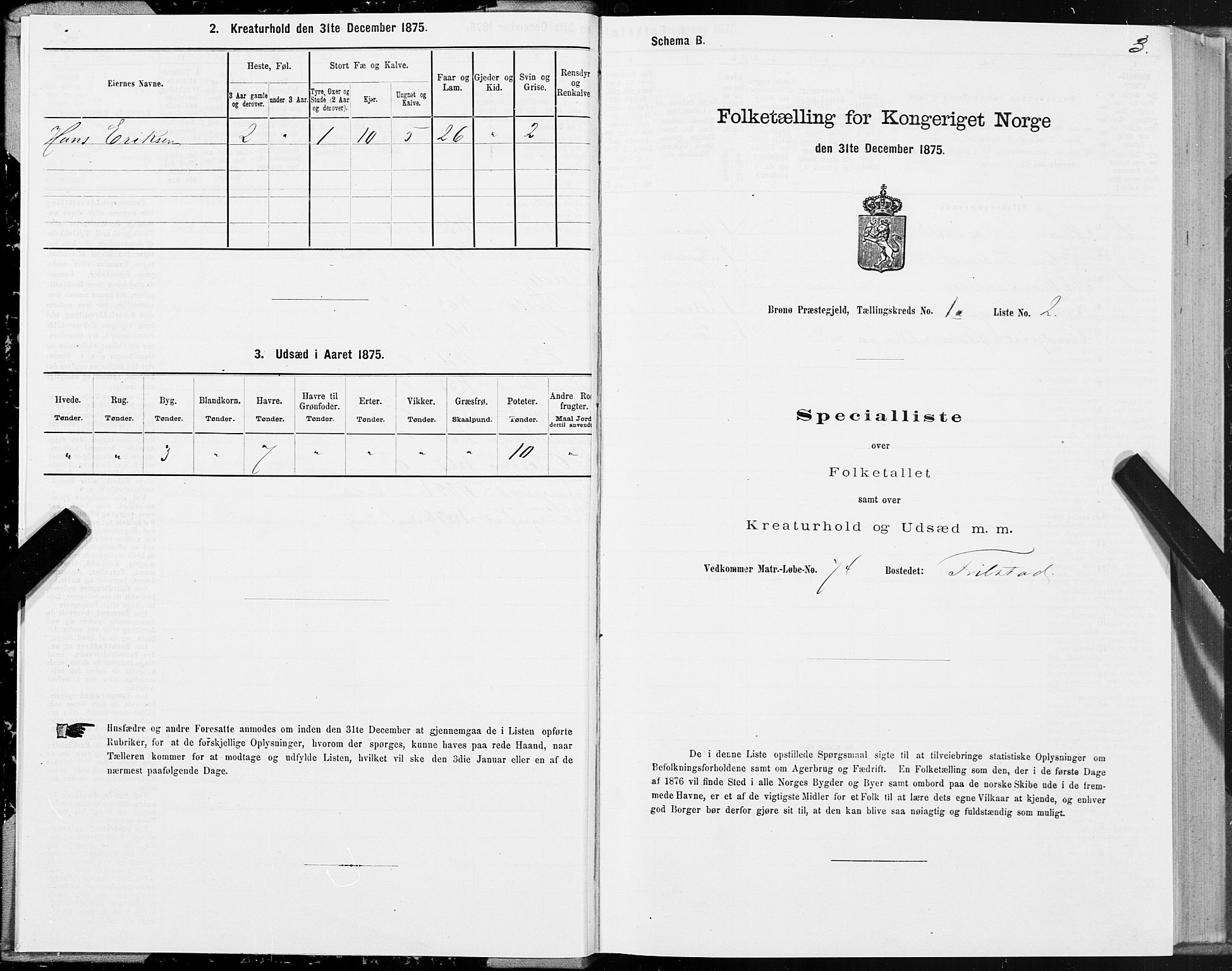 SAT, 1875 census for 1814P Brønnøy, 1875, p. 1003