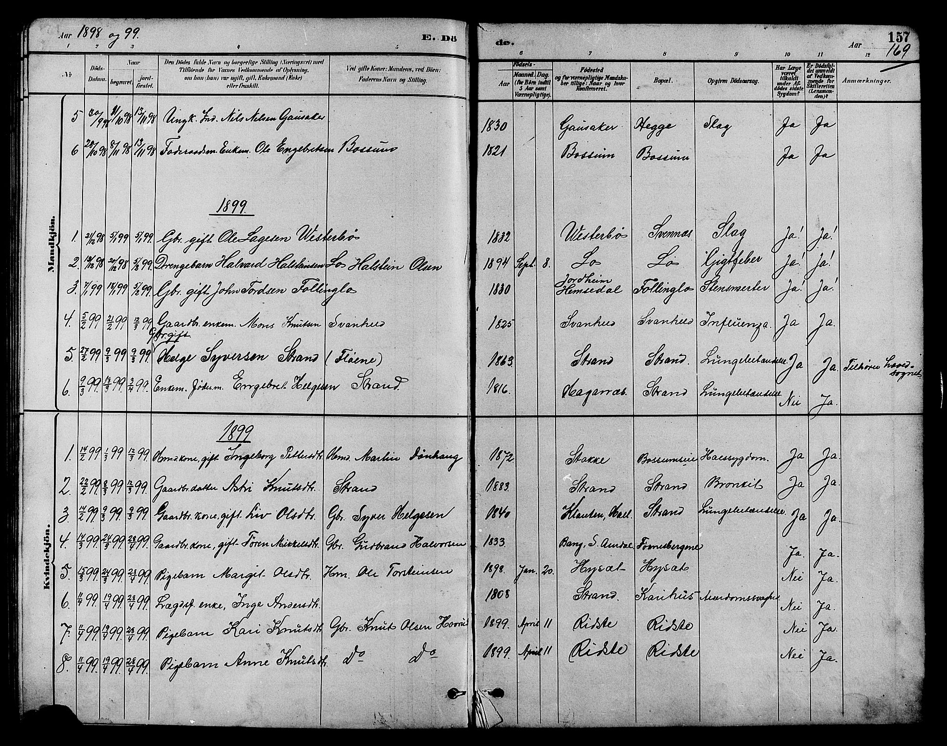 Nord-Aurdal prestekontor, AV/SAH-PREST-132/H/Ha/Hab/L0007: Parish register (copy) no. 7, 1883-1910, p. 169