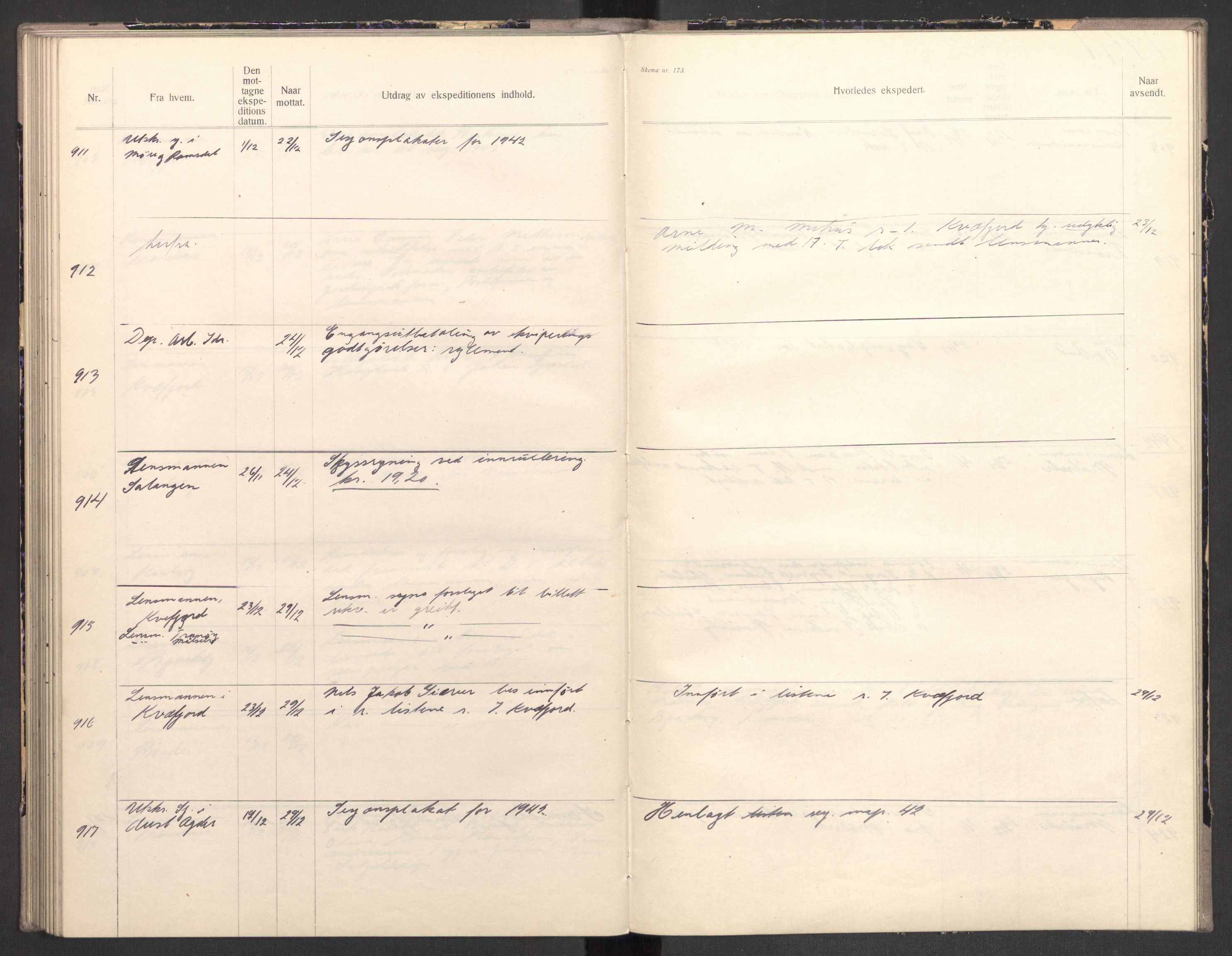 Norges arbeidstjeneste, AV/RA-S-5014/C/Ca/L0001: Journal for utskrivning Nordland og Troms, 1940-1942, p. 146