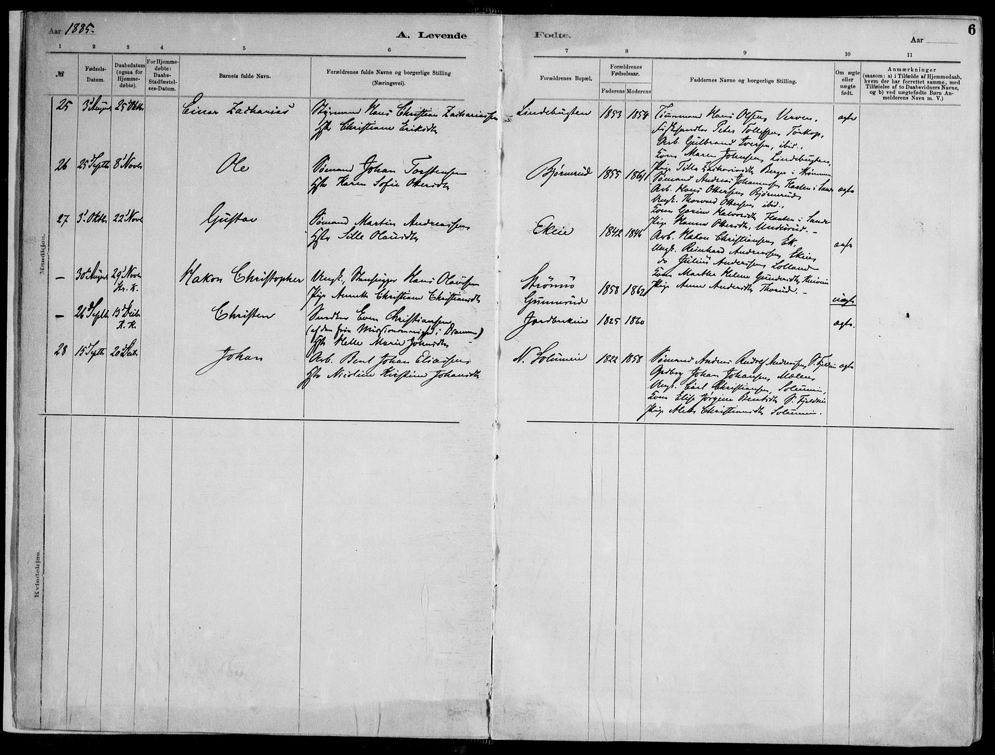 Skoger kirkebøker, AV/SAKO-A-59/F/Fa/L0006: Parish register (official) no. I 6, 1885-1910, p. 6