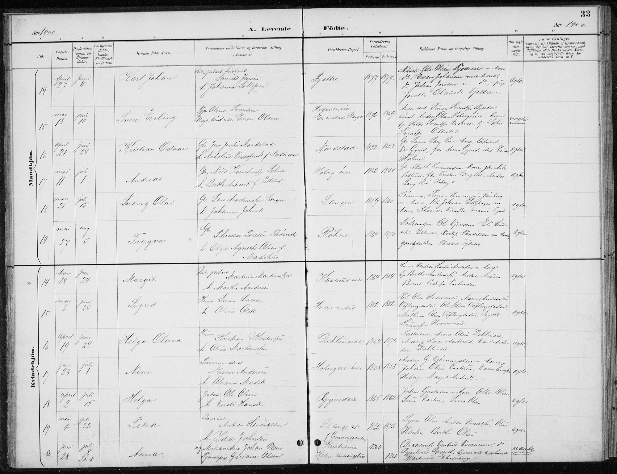 Stange prestekontor, AV/SAH-PREST-002/L/L0010: Parish register (copy) no. 10, 1894-1905, p. 33