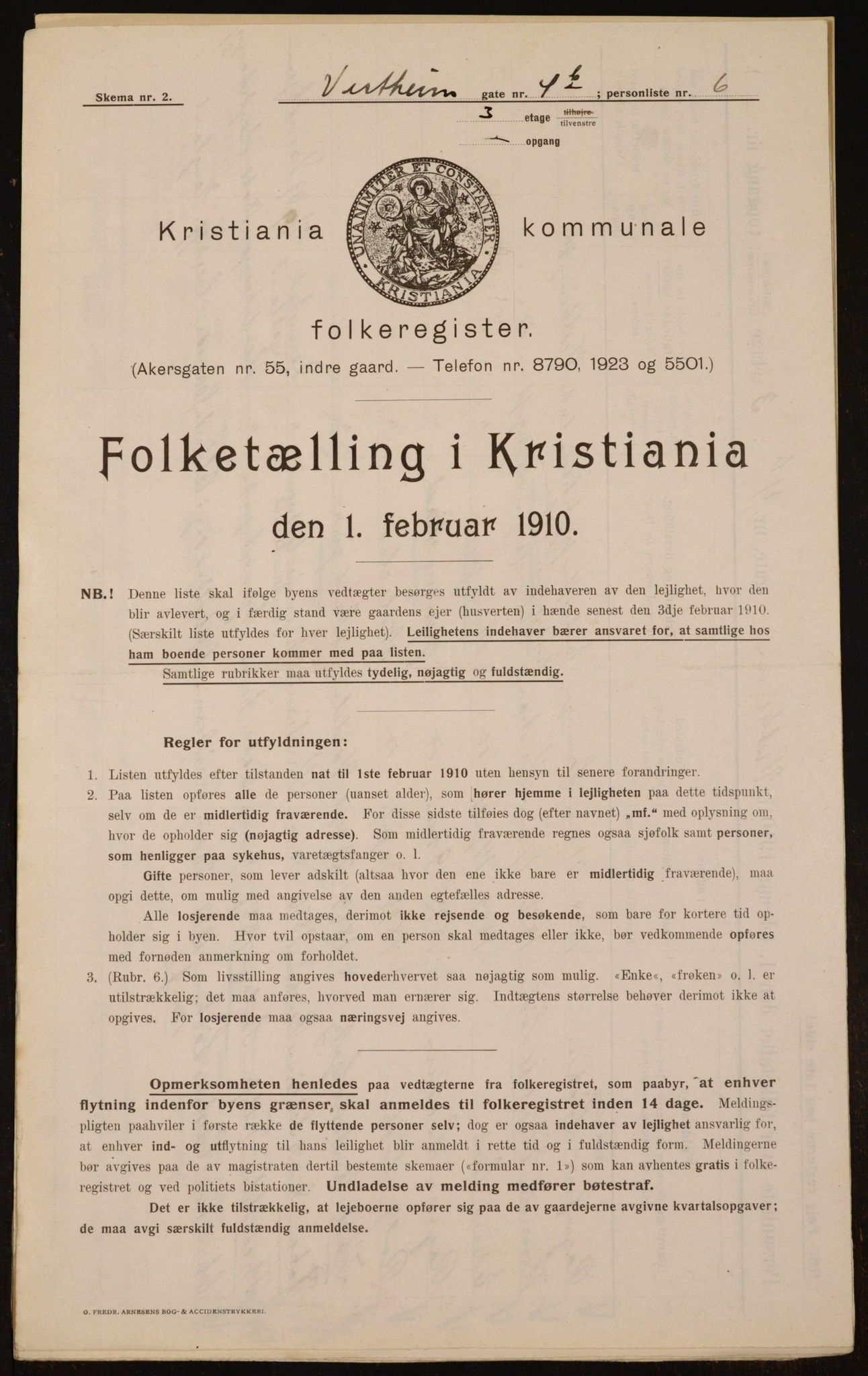 OBA, Municipal Census 1910 for Kristiania, 1910, p. 116094