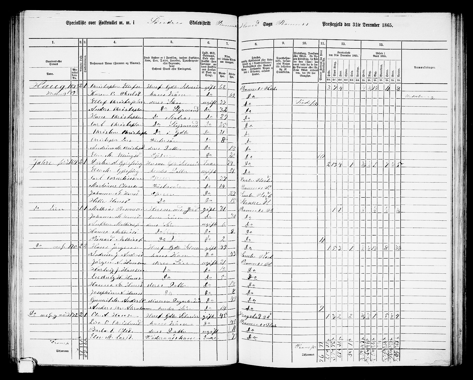 RA, 1865 census for Ramnes, 1865, p. 30