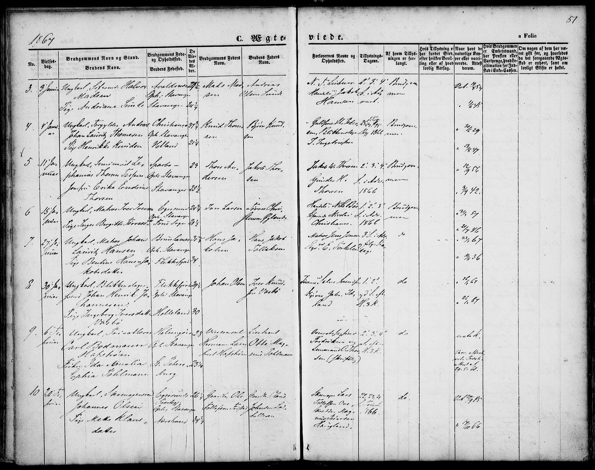 St. Petri sokneprestkontor, AV/SAST-A-101813/001/30/30BA/L0002: Parish register (official) no. A 2, 1861-1869, p. 51