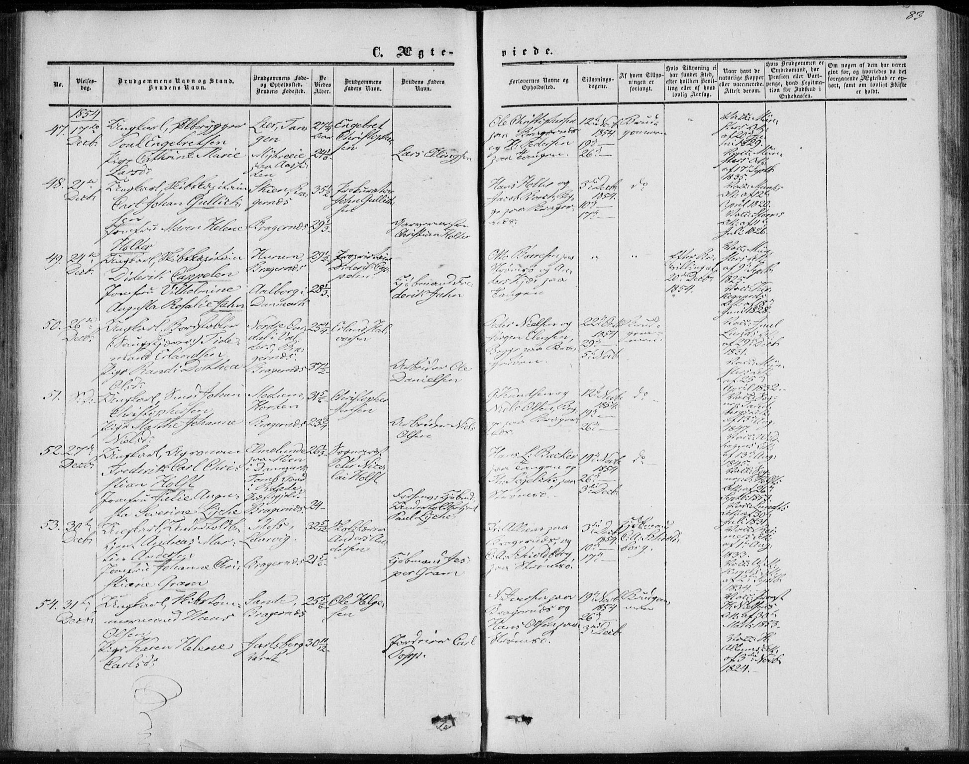 Bragernes kirkebøker, SAKO/A-6/F/Fc/L0002: Parish register (official) no. III 2, 1854-1865, p. 83