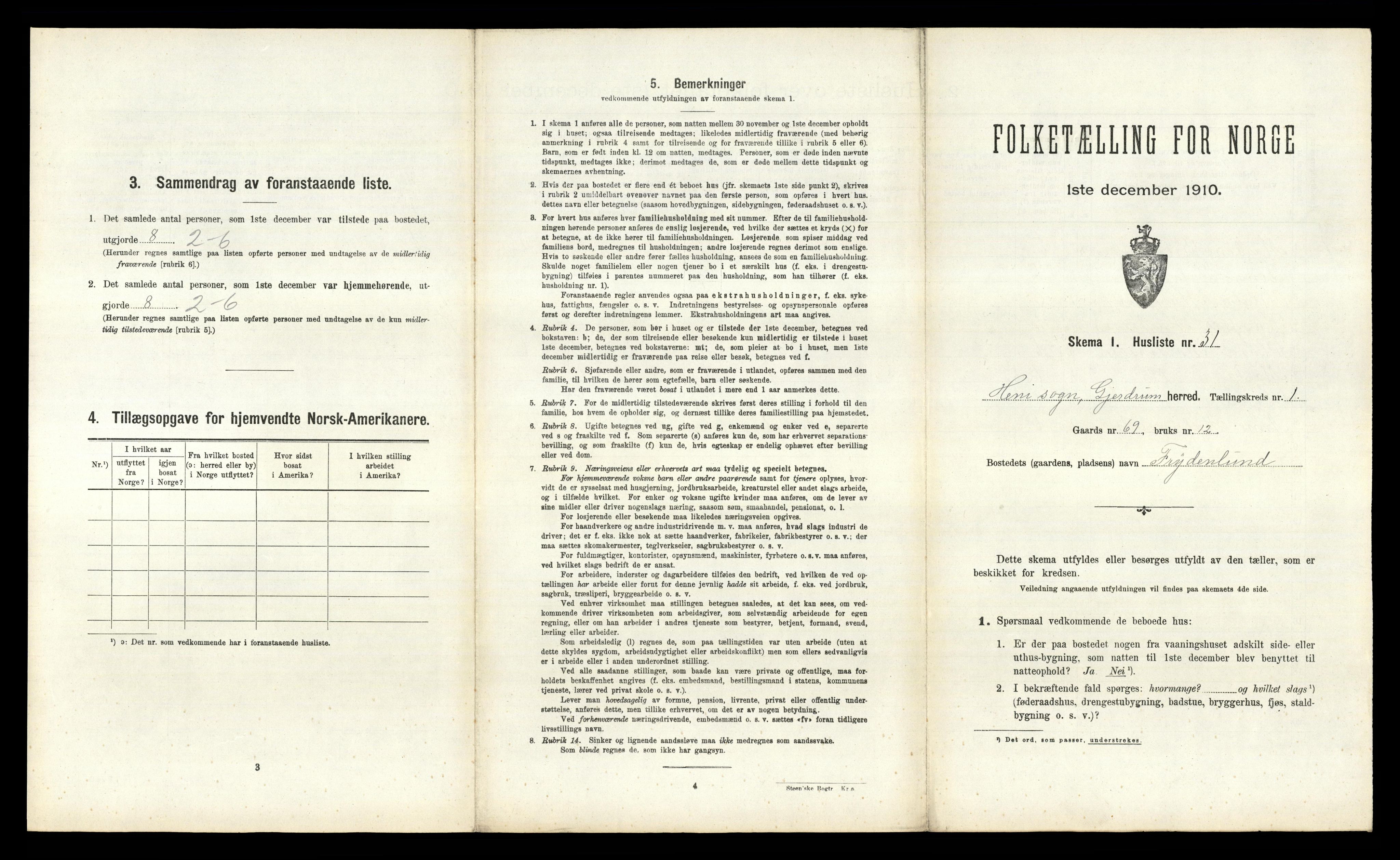 RA, 1910 census for Gjerdrum, 1910, p. 87