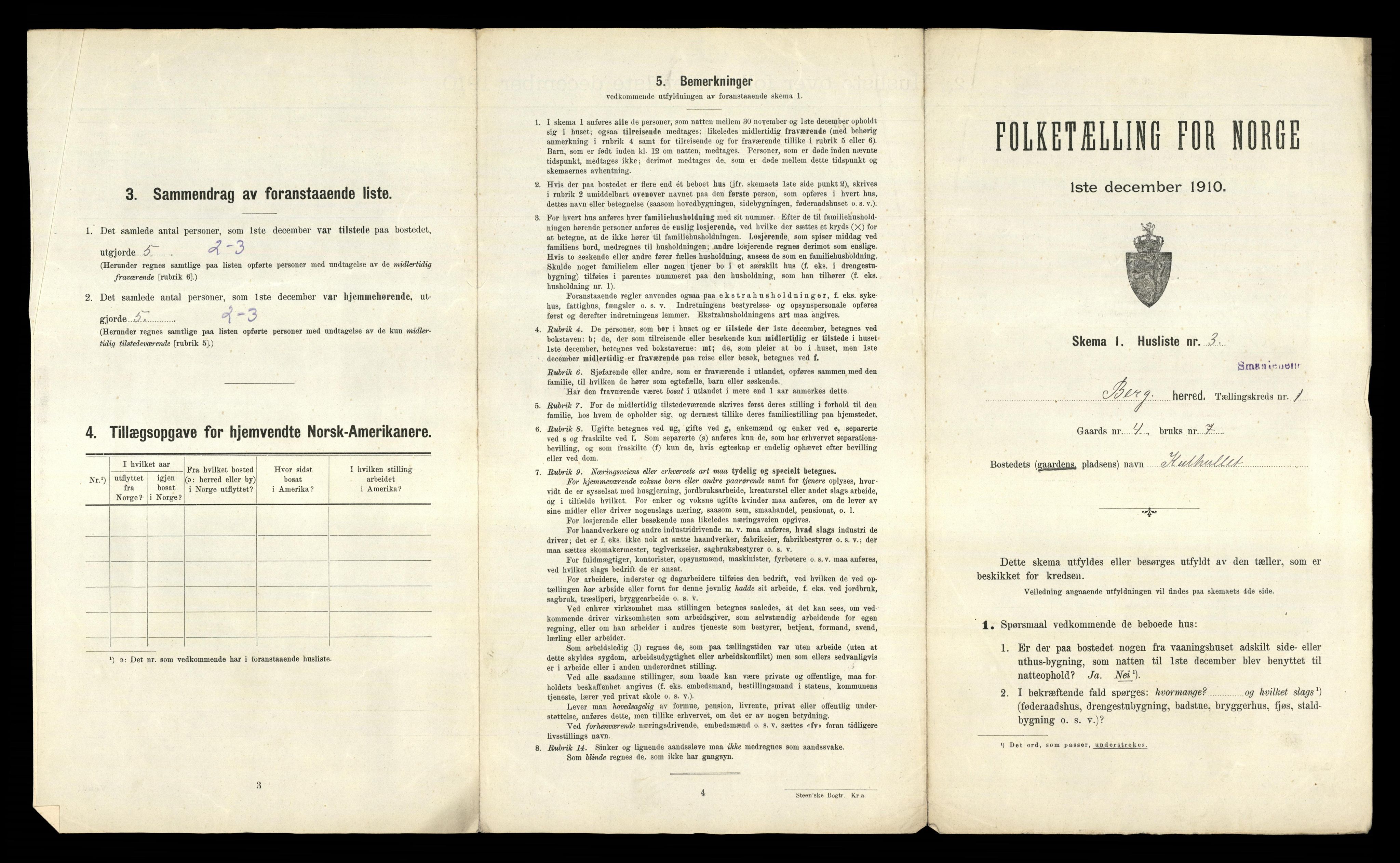 RA, 1910 census for Berg, 1910, p. 45
