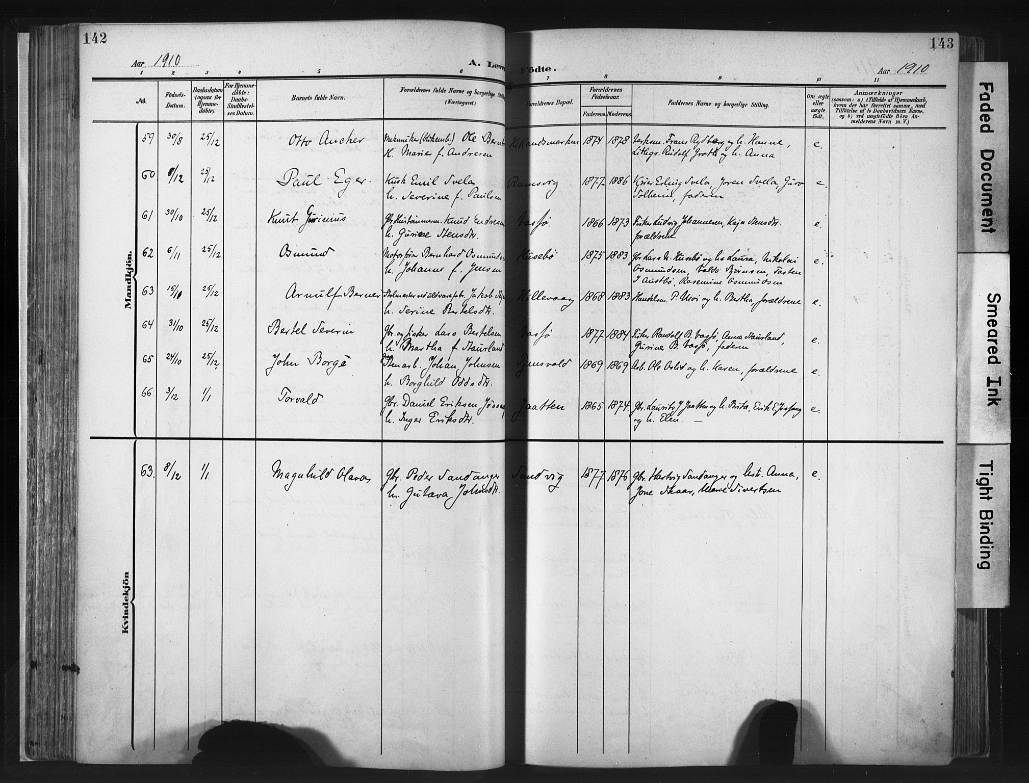 Hetland sokneprestkontor, AV/SAST-A-101826/30/30BA/L0013: Parish register (official) no. A 13, 1904-1918, p. 142-143