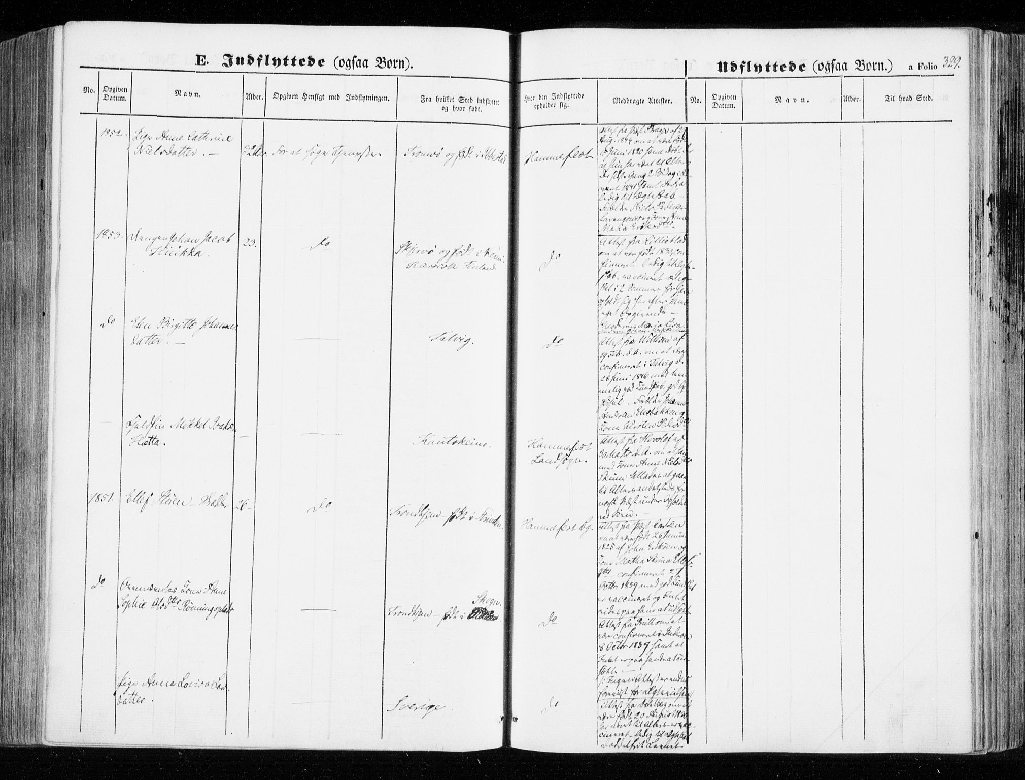 Hammerfest sokneprestkontor, SATØ/S-1347/H/Ha/L0004.kirke: Parish register (official) no. 4, 1843-1856, p. 329