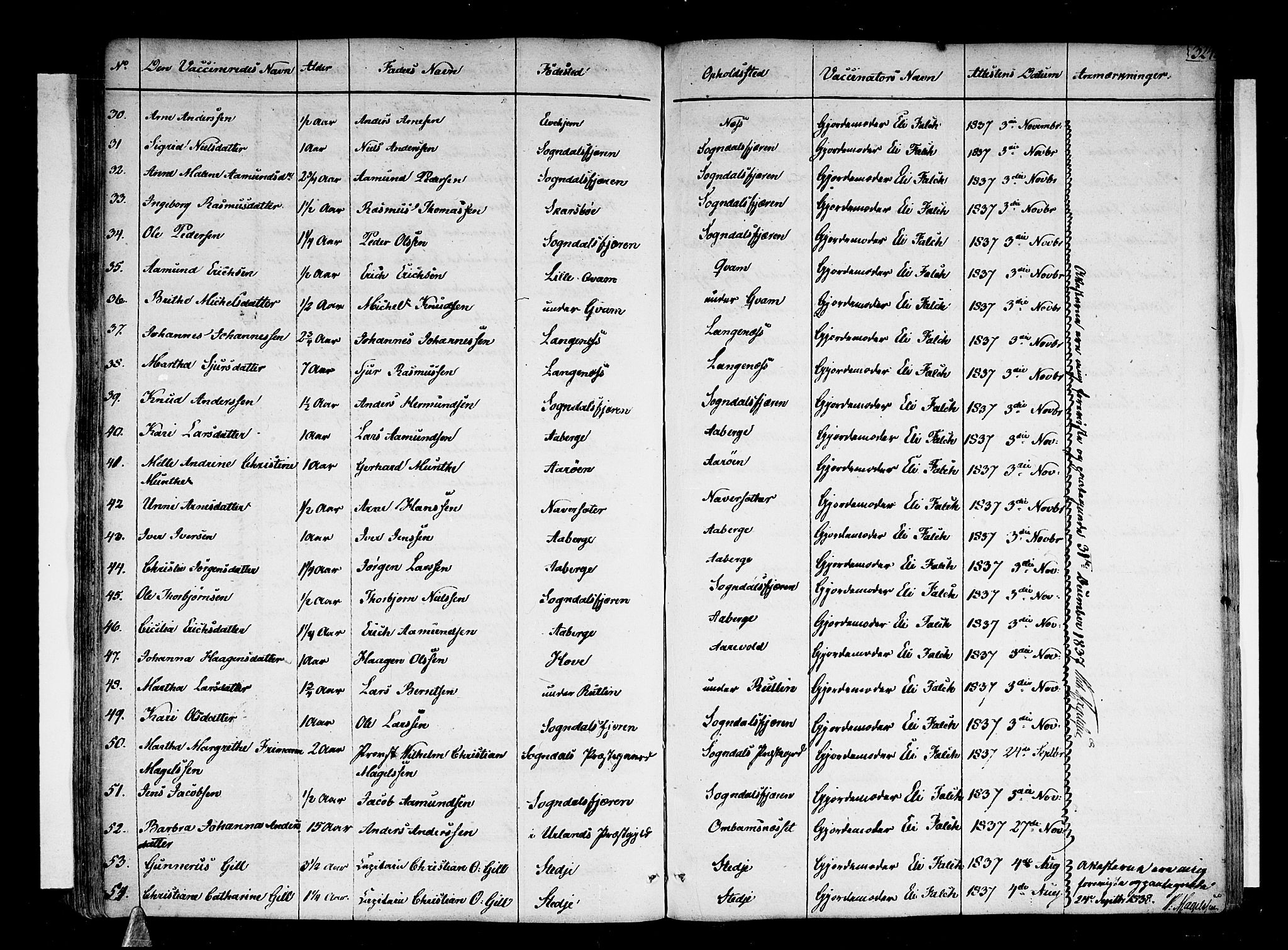 Sogndal sokneprestembete, AV/SAB-A-81301/H/Haa/Haaa/L0010: Parish register (official) no. A 10, 1821-1838, p. 324