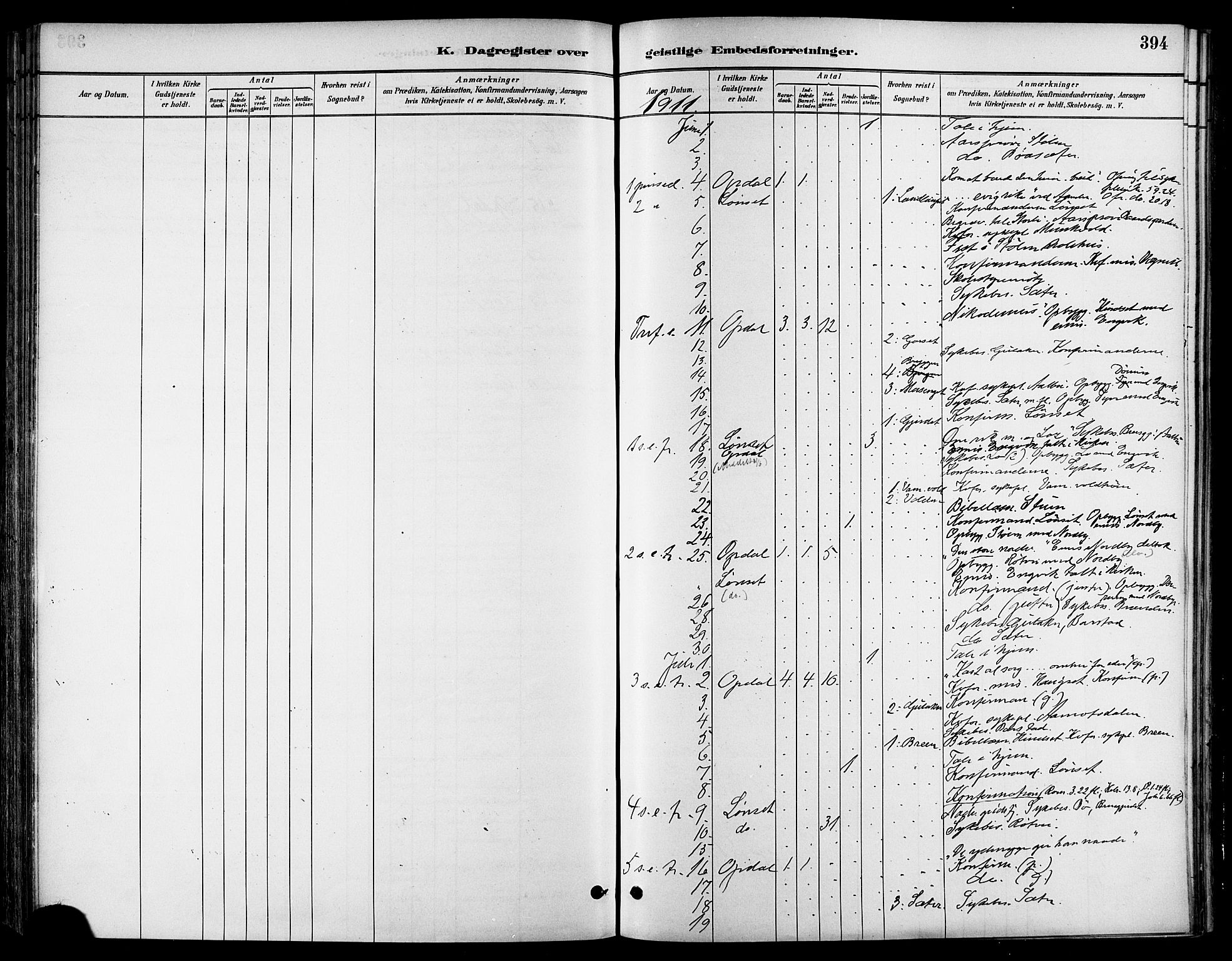 Ministerialprotokoller, klokkerbøker og fødselsregistre - Sør-Trøndelag, AV/SAT-A-1456/678/L0901: Parish register (official) no. 678A10, 1881-1894, p. 394