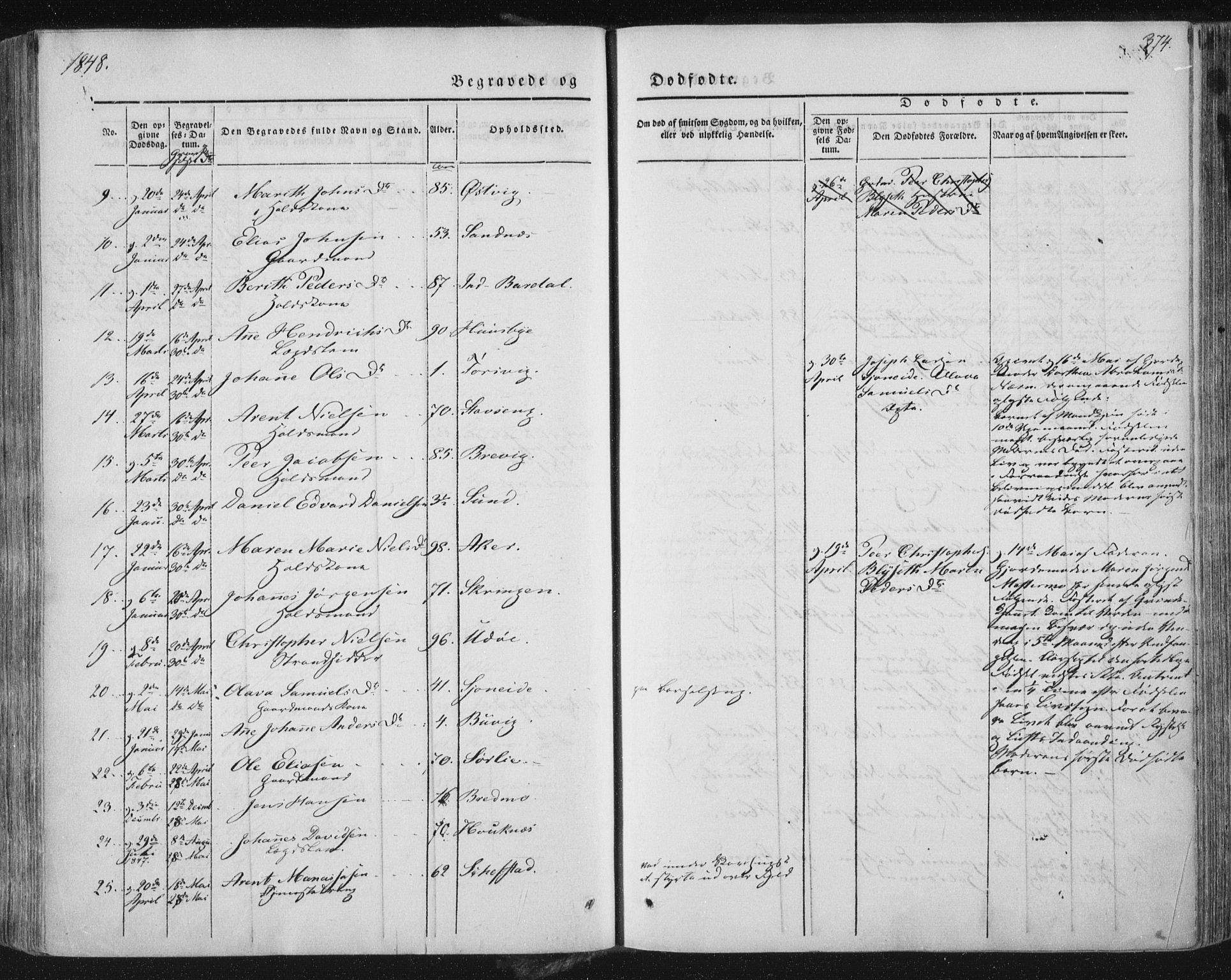 Ministerialprotokoller, klokkerbøker og fødselsregistre - Nordland, AV/SAT-A-1459/838/L0549: Parish register (official) no. 838A07, 1840-1854, p. 374