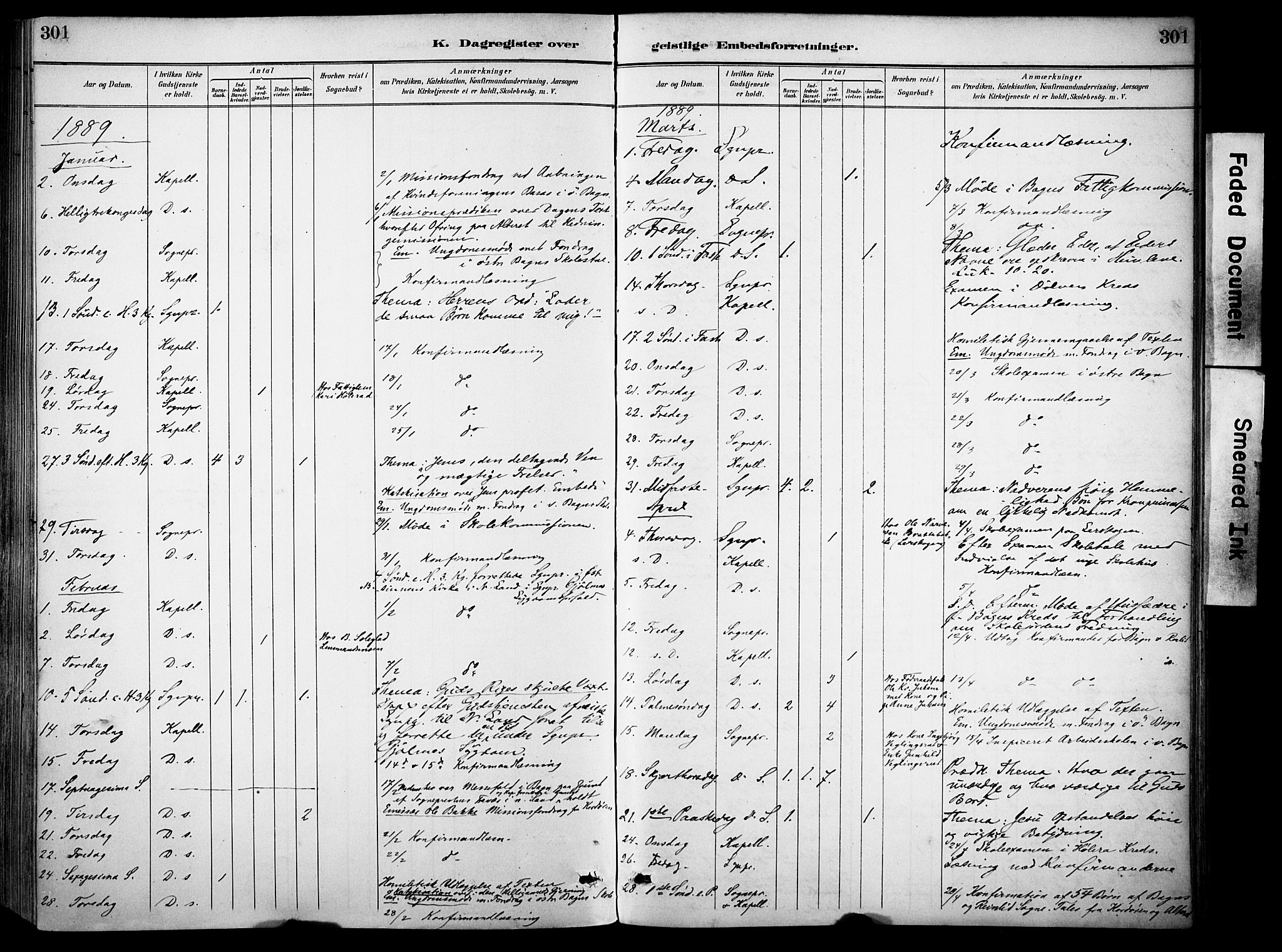 Sør-Aurdal prestekontor, SAH/PREST-128/H/Ha/Haa/L0009: Parish register (official) no. 9, 1886-1906, p. 301