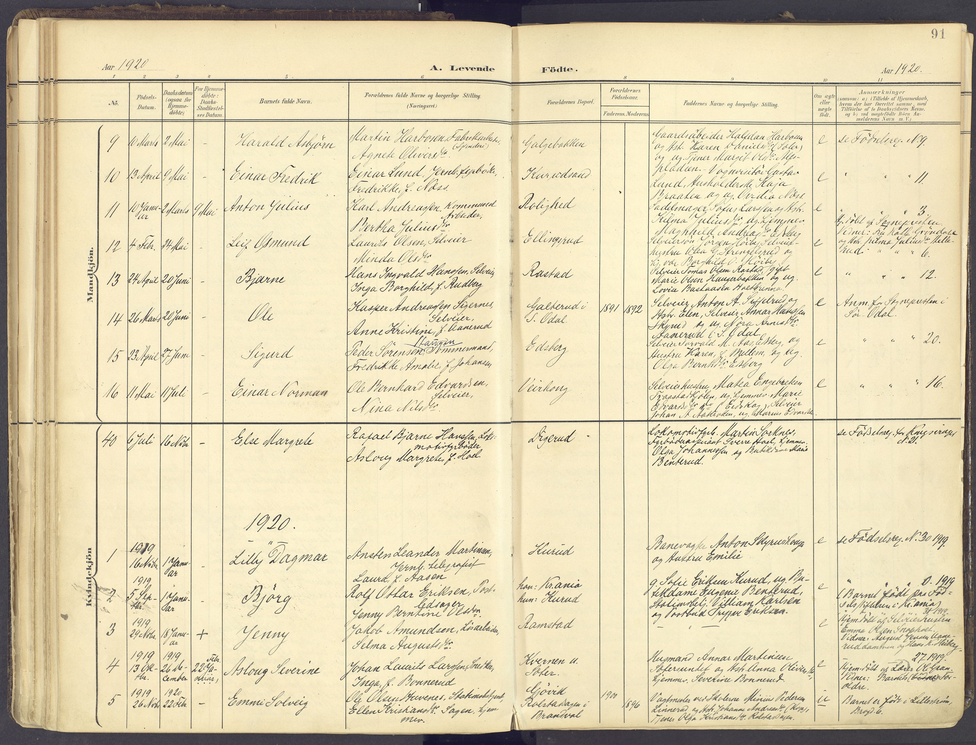 Vinger prestekontor, AV/SAH-PREST-024/H/Ha/Haa/L0017: Parish register (official) no. 17, 1901-1927, p. 91