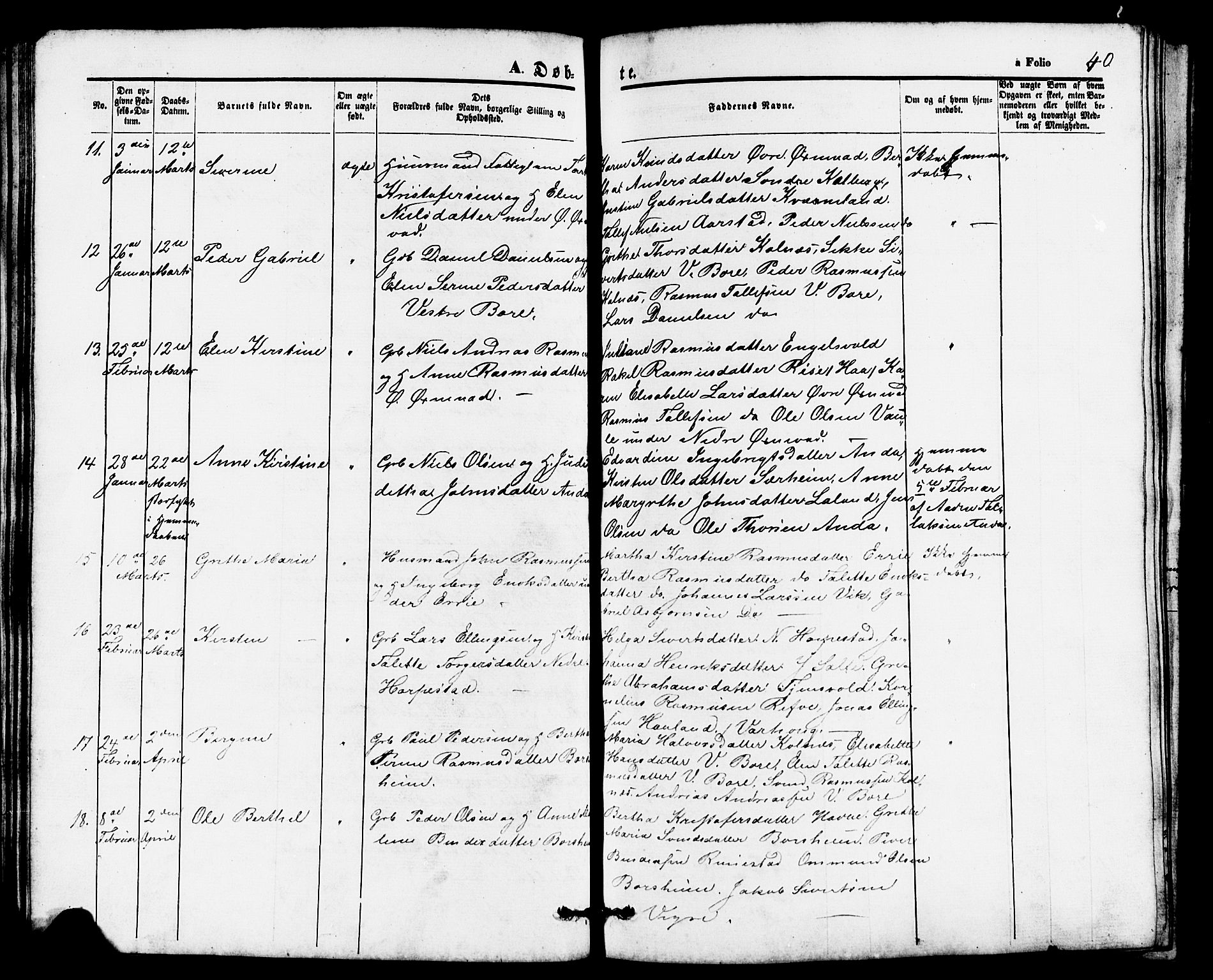 Klepp sokneprestkontor, SAST/A-101803/001/3/30BB/L0002: Parish register (copy) no. B 2, 1860-1875, p. 40