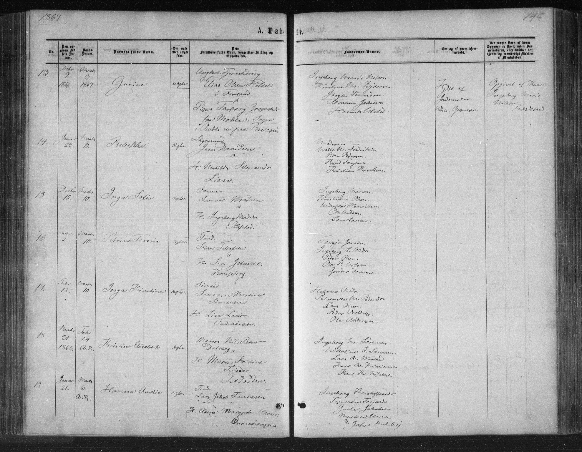 Tromøy sokneprestkontor, AV/SAK-1111-0041/F/Fa/L0007: Parish register (official) no. A 7, 1864-1869, p. 148