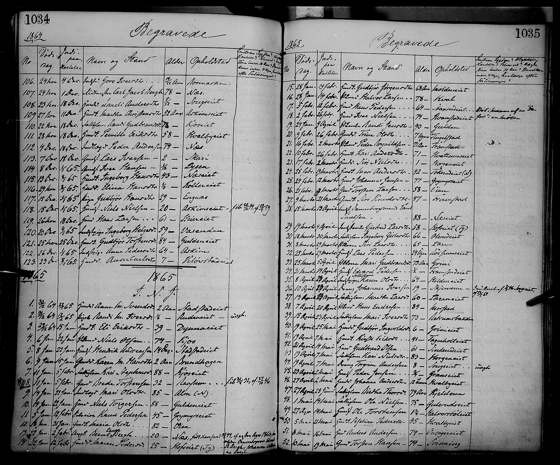 Gran prestekontor, AV/SAH-PREST-112/H/Ha/Haa/L0012: Parish register (official) no. 12, 1856-1874, p. 1034-1035