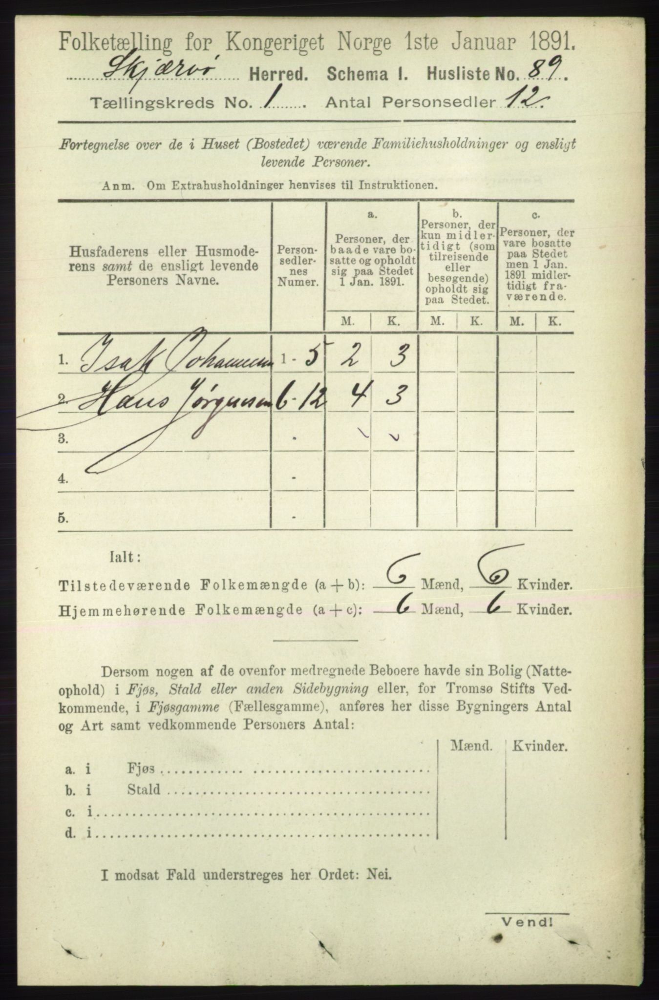 RA, 1891 census for 1941 Skjervøy, 1891, p. 107