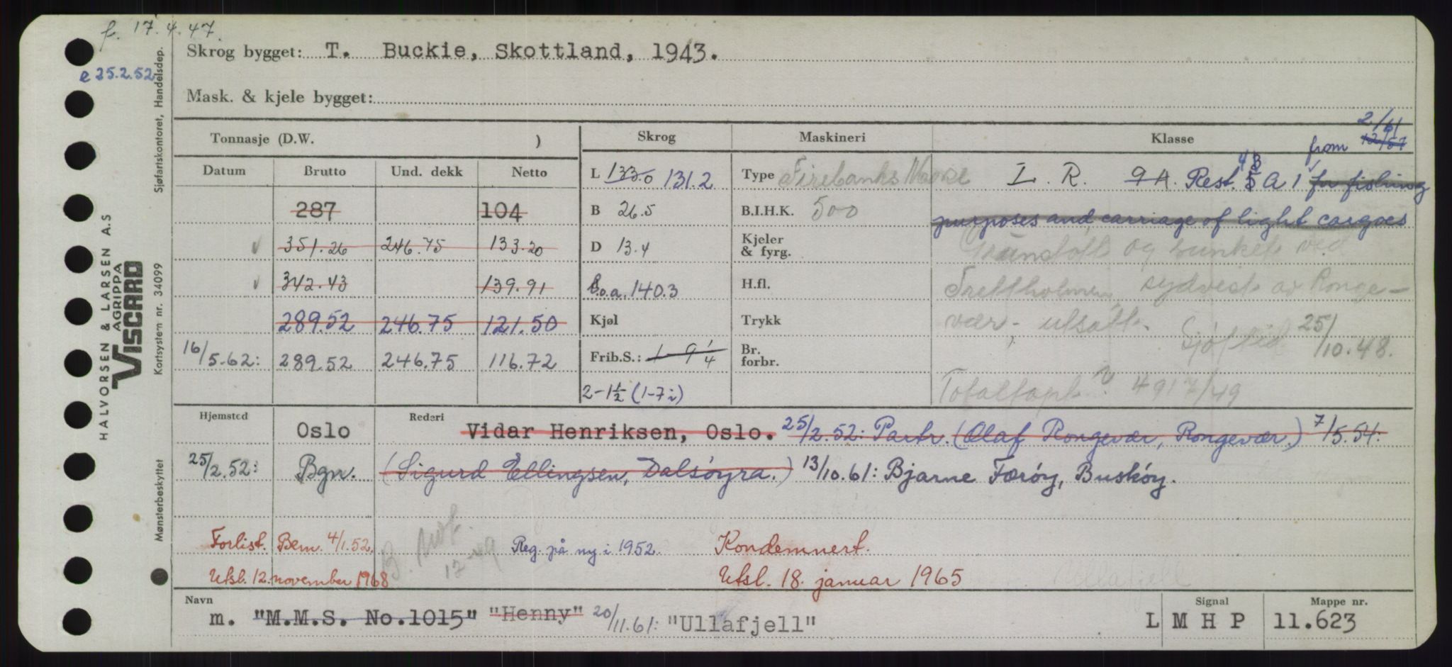 Sjøfartsdirektoratet med forløpere, Skipsmålingen, RA/S-1627/H/Hd/L0040: Fartøy, U-Ve, p. 47