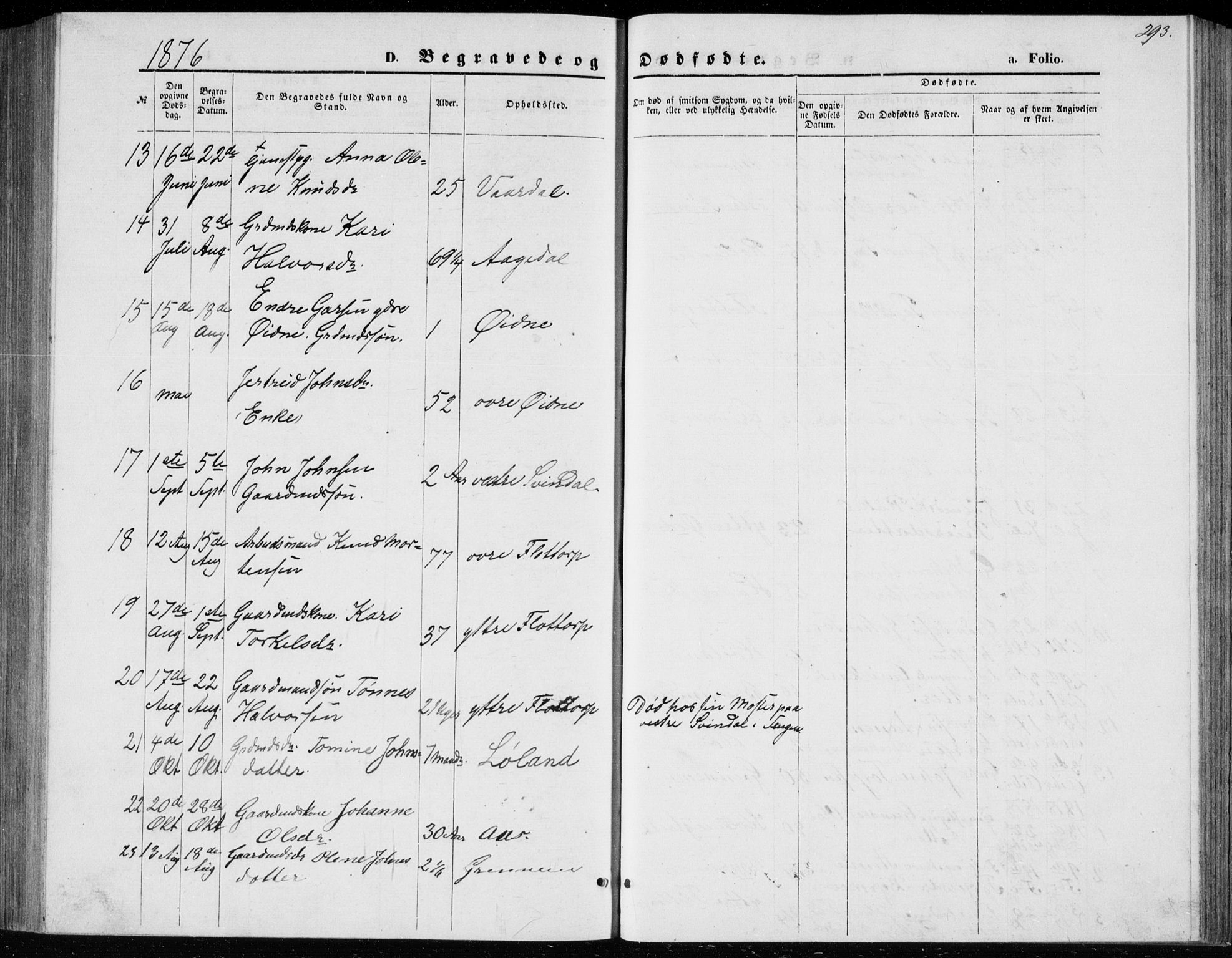 Bjelland sokneprestkontor, AV/SAK-1111-0005/F/Fb/Fbc/L0002: Parish register (copy) no. B 2, 1867-1887, p. 293