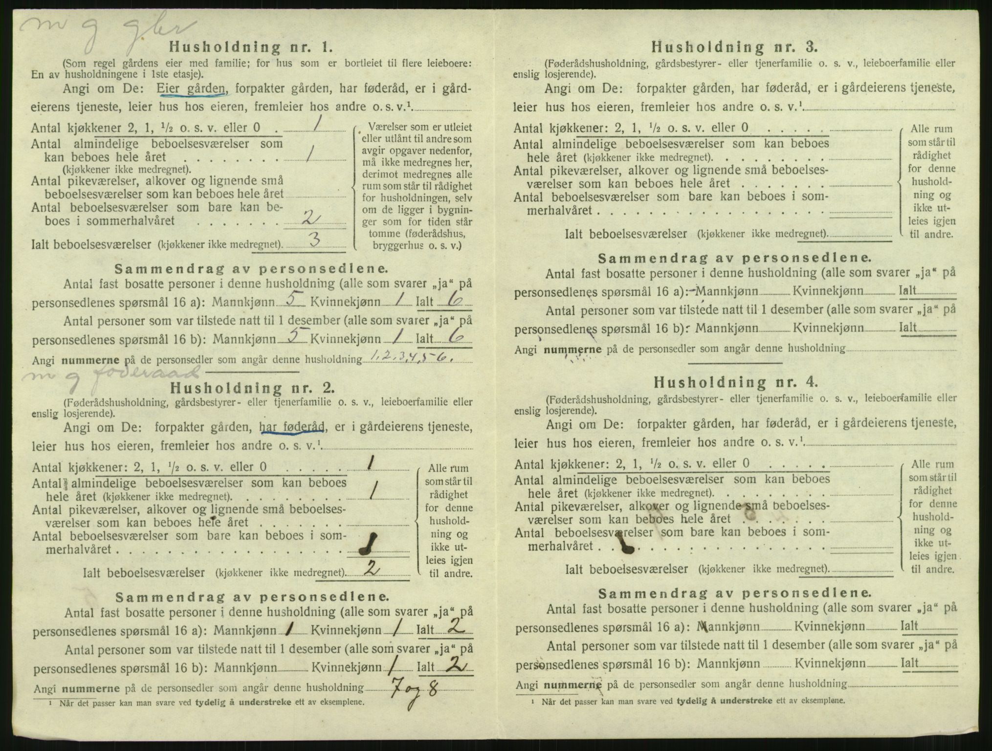 SAT, 1920 census for Nesset, 1920, p. 105