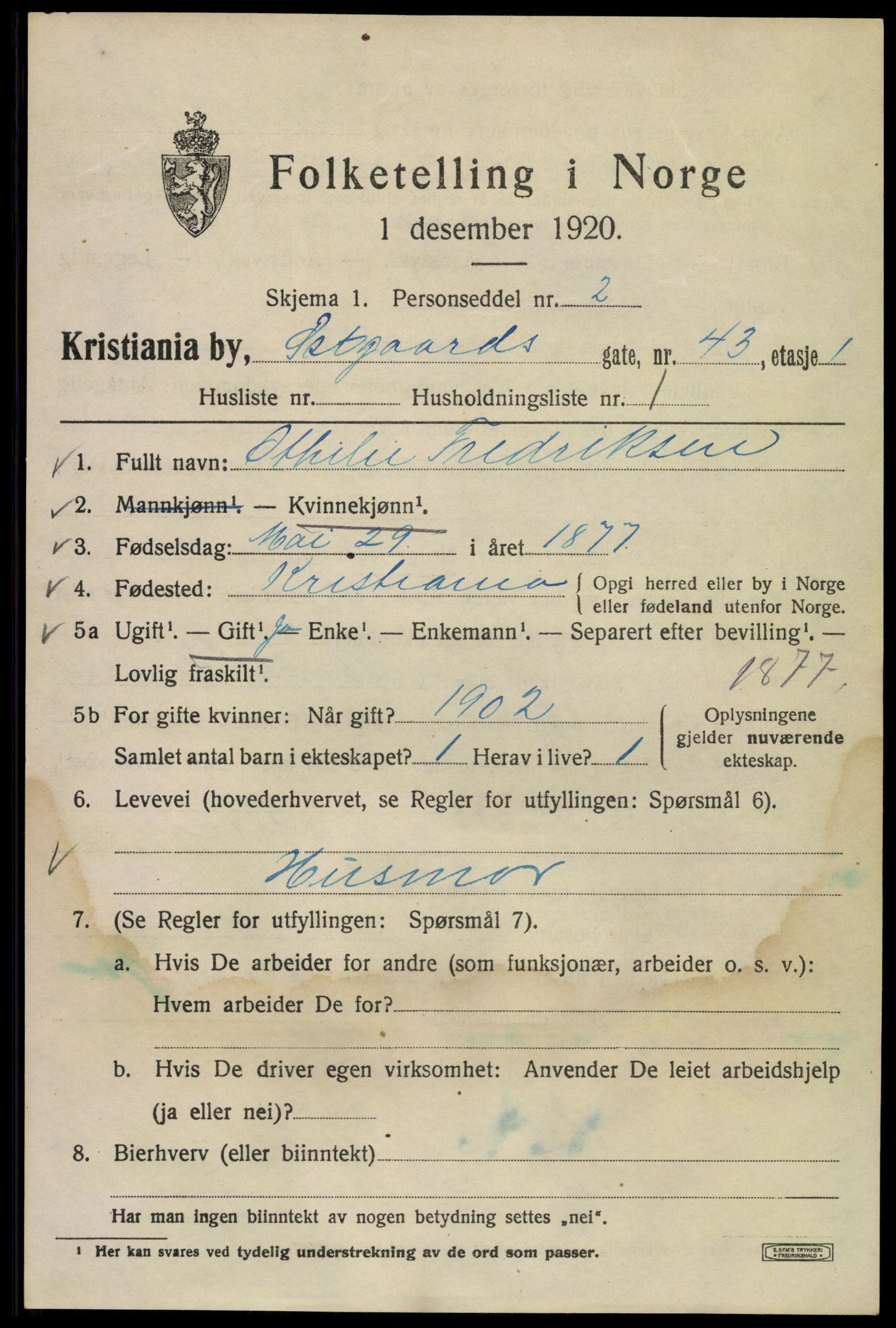 SAO, 1920 census for Kristiania, 1920, p. 657769