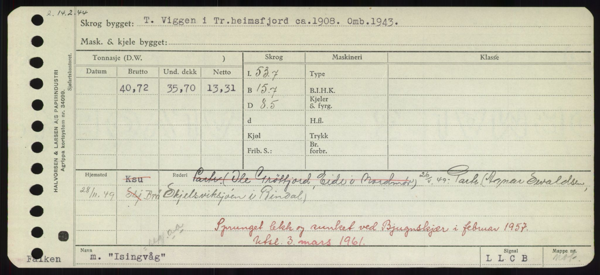 Sjøfartsdirektoratet med forløpere, Skipsmålingen, RA/S-1627/H/Hd/L0018: Fartøy, I, p. 287