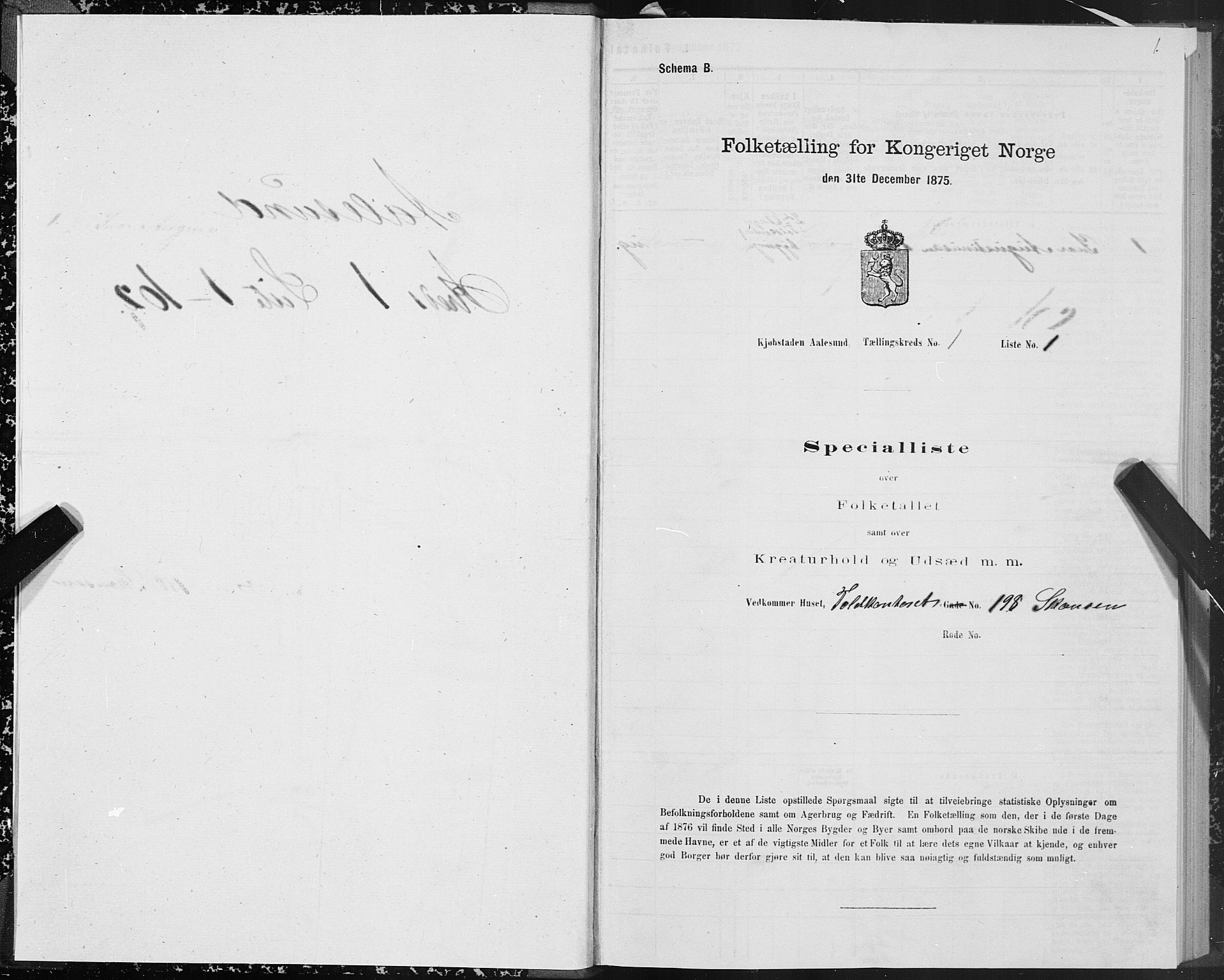 SAT, 1875 census for 1501P Ålesund, 1875, p. 1001