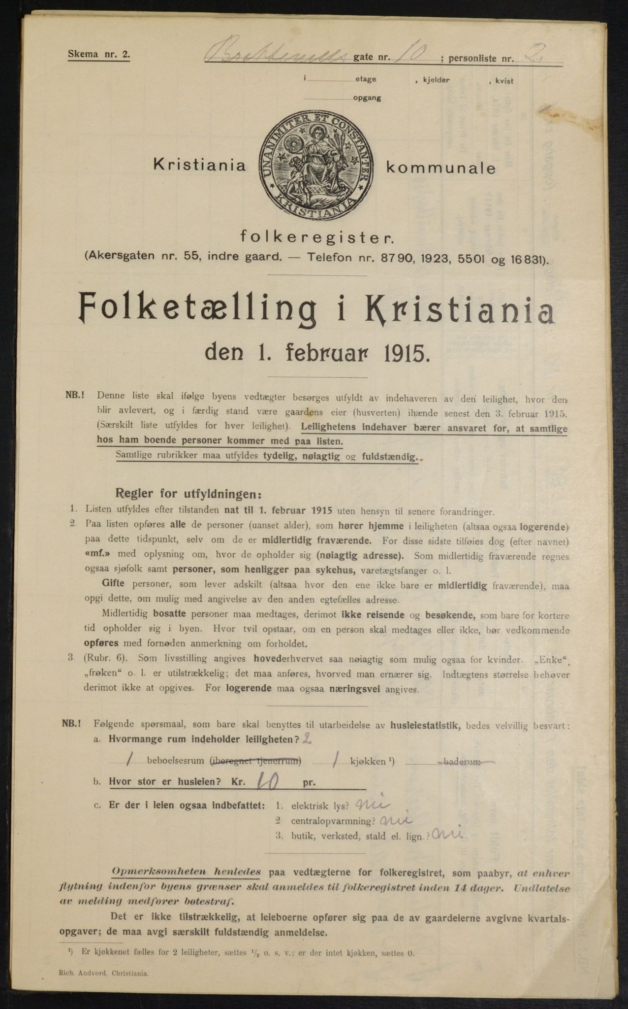 OBA, Municipal Census 1915 for Kristiania, 1915, p. 8679