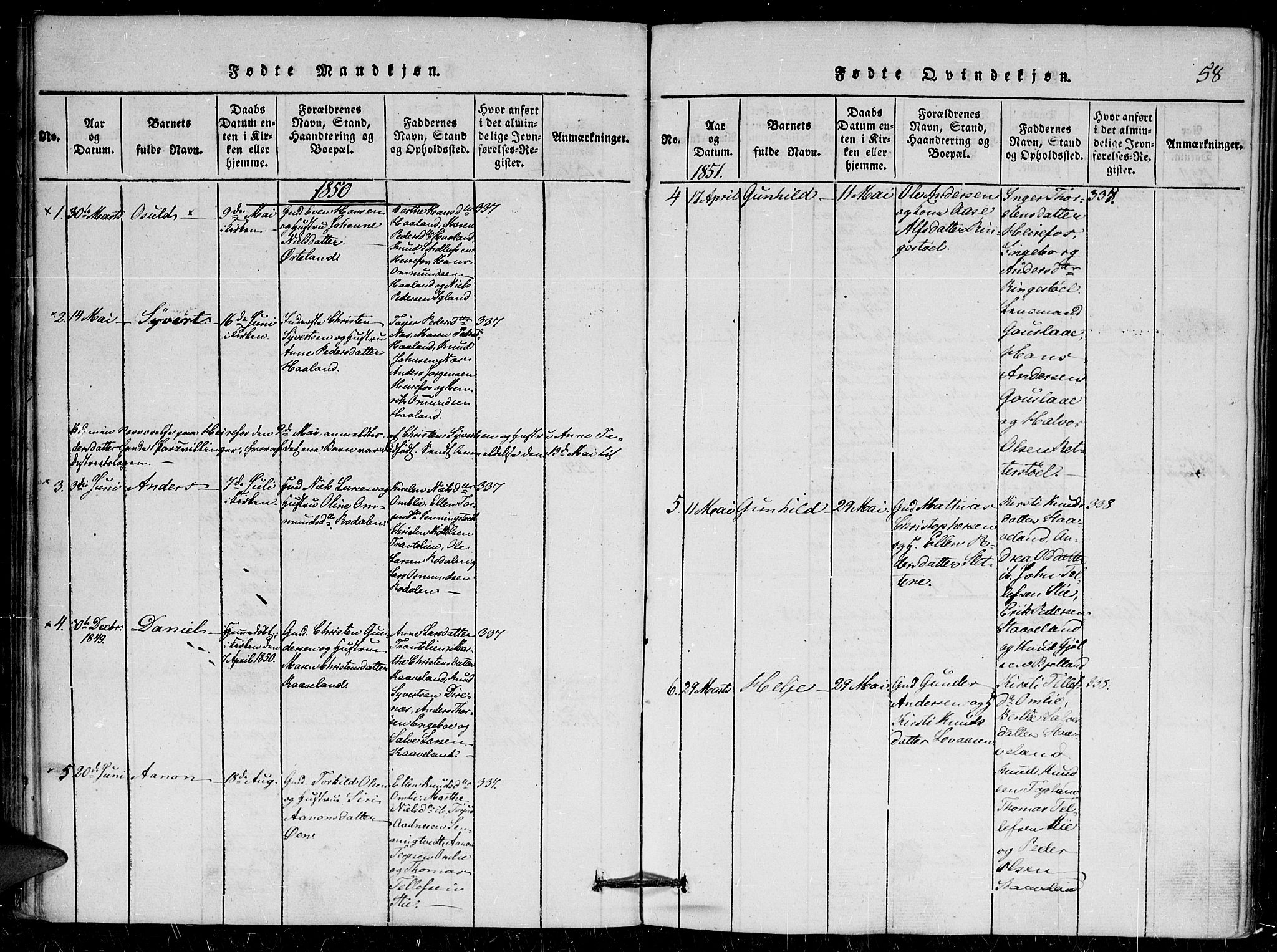 Herefoss sokneprestkontor, AV/SAK-1111-0019/F/Fa/Faa/L0001: Parish register (official) no. A 1, 1816-1860, p. 58