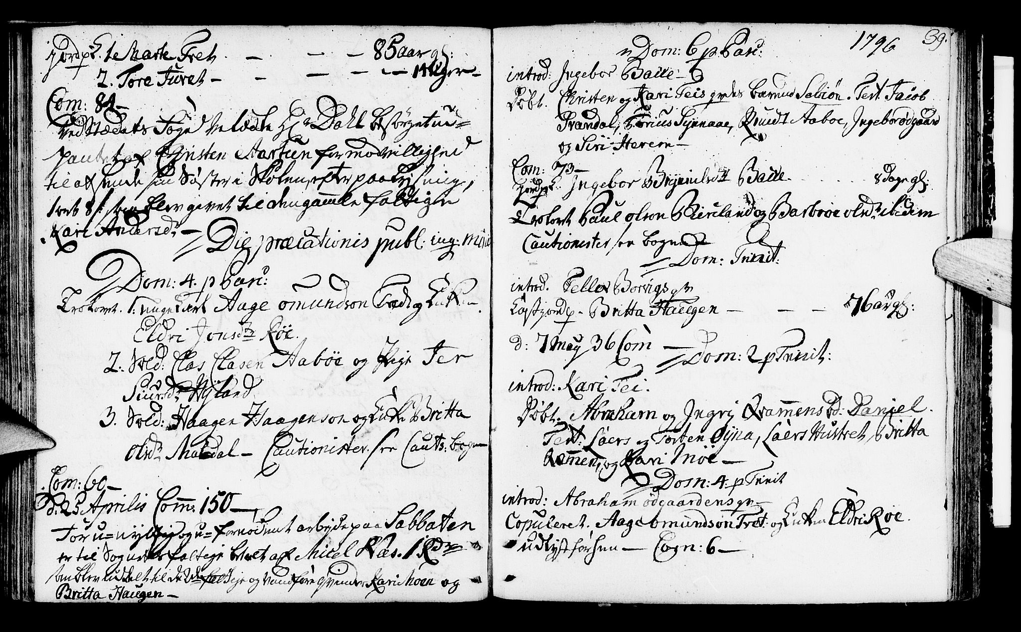 Suldal sokneprestkontor, AV/SAST-A-101845/01/IV/L0002: Parish register (official) no. A 2, 1780-1808, p. 39