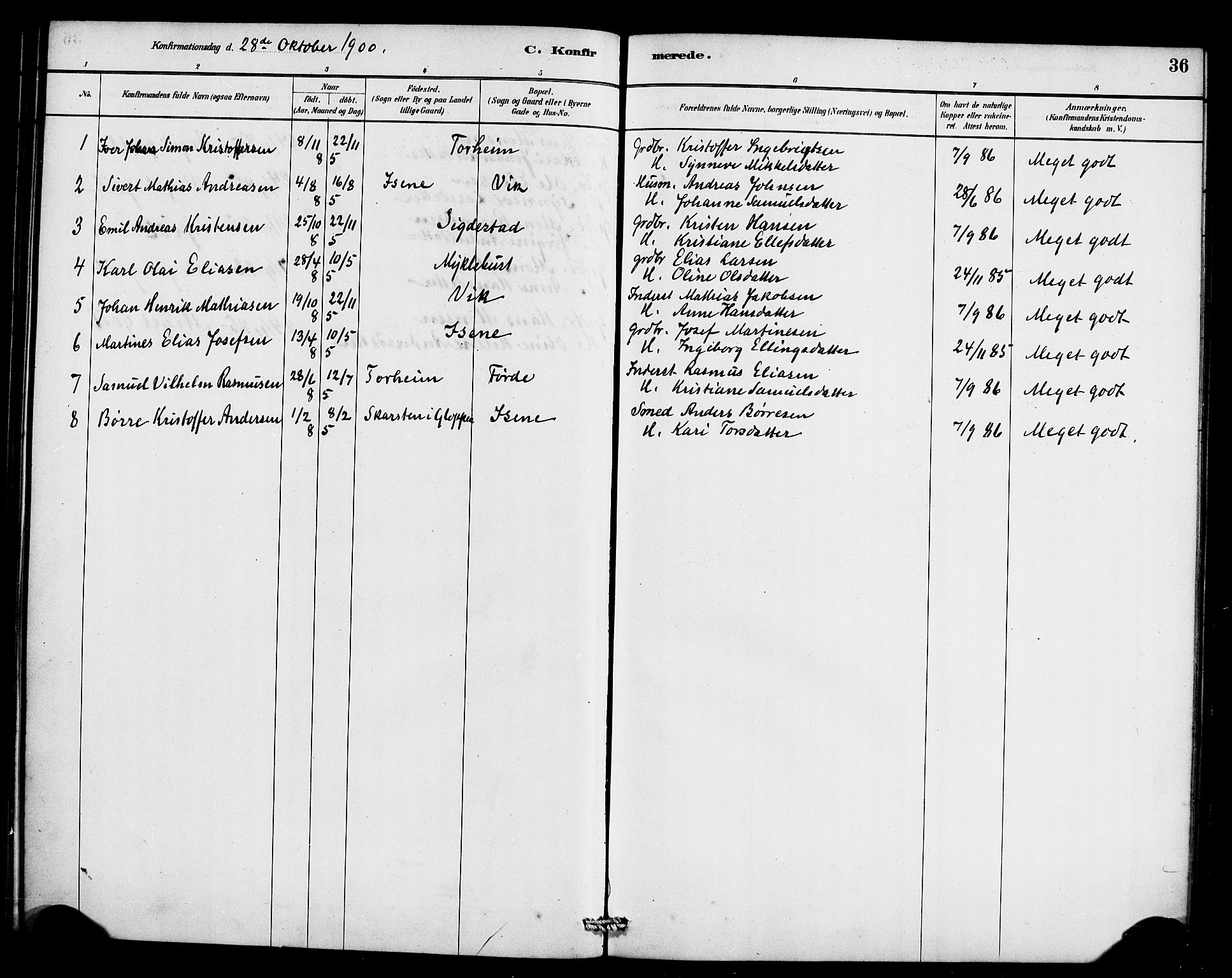 Davik sokneprestembete, SAB/A-79701/H/Haa/Haae/L0001: Parish register (official) no. E 1, 1882-1900, p. 36