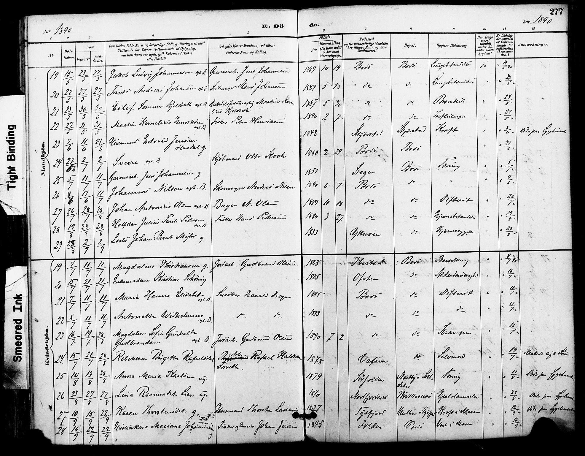 Ministerialprotokoller, klokkerbøker og fødselsregistre - Nordland, AV/SAT-A-1459/801/L0010: Parish register (official) no. 801A10, 1888-1899, p. 277