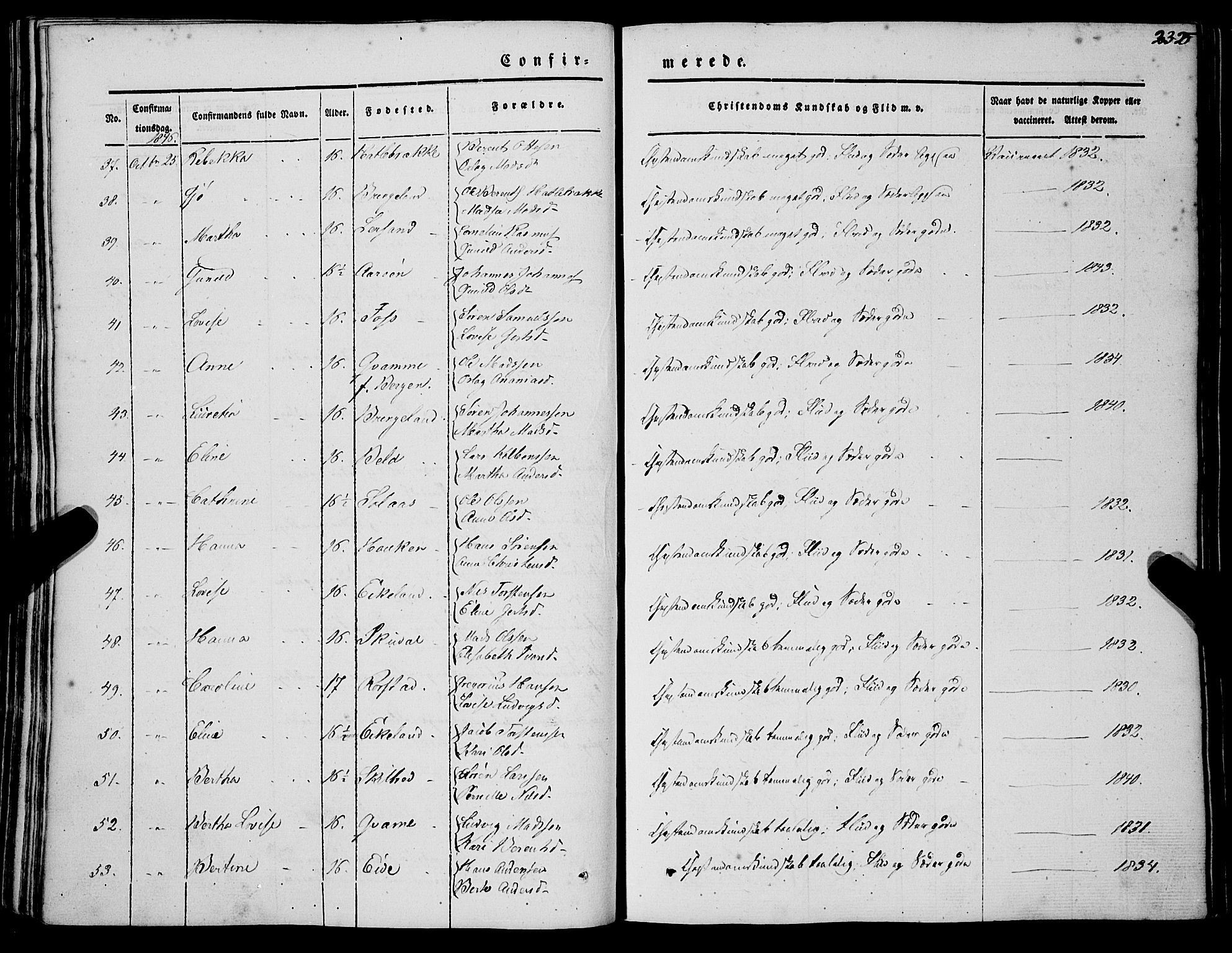 Gaular sokneprestembete, SAB/A-80001/H/Haa: Parish register (official) no. A 4I, 1840-1859, p. 232