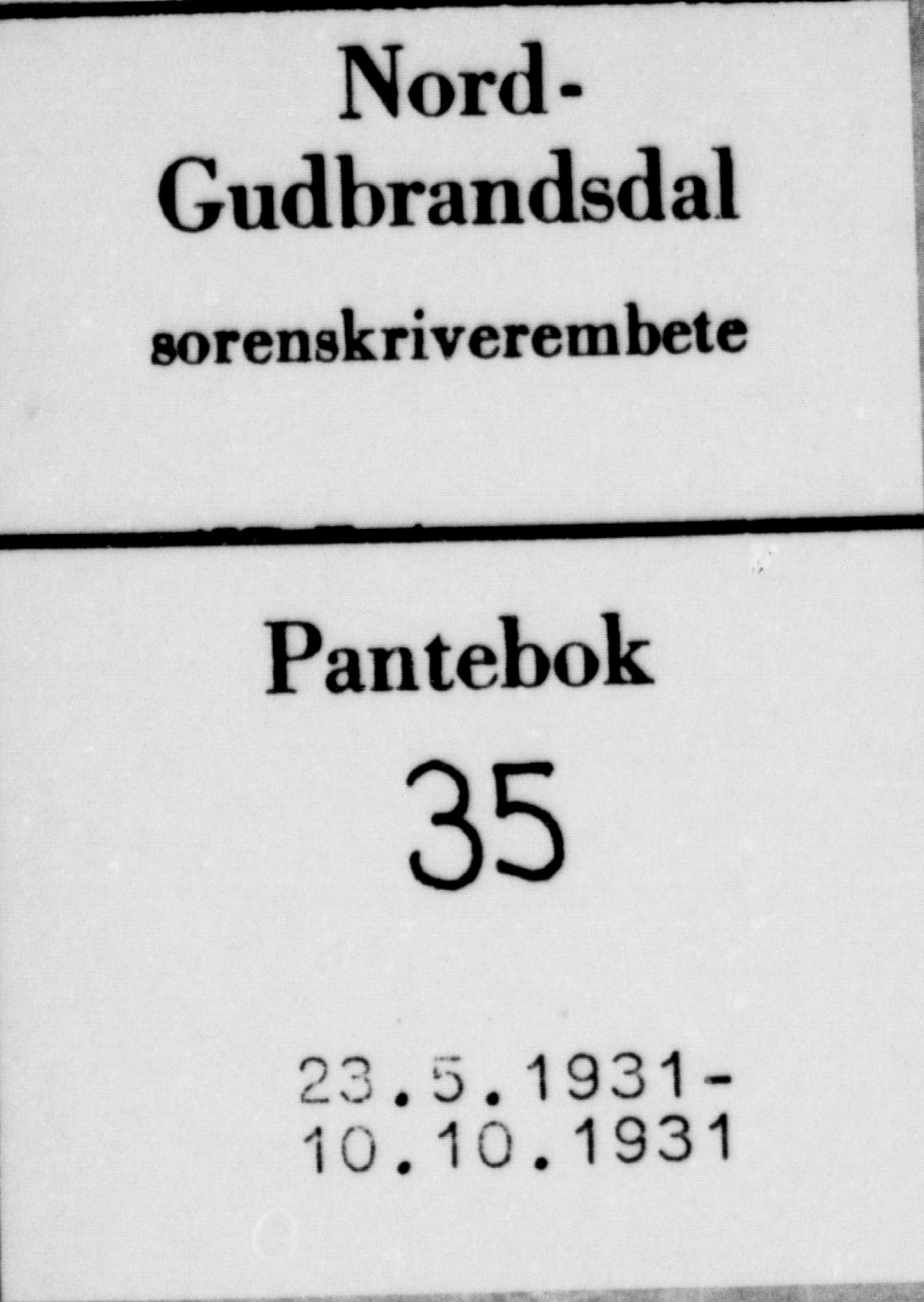 Nord-Gudbrandsdal tingrett, SAH/TING-002/H/Hb/Hba/L0035: Mortgage book no. 35, 1931-1931