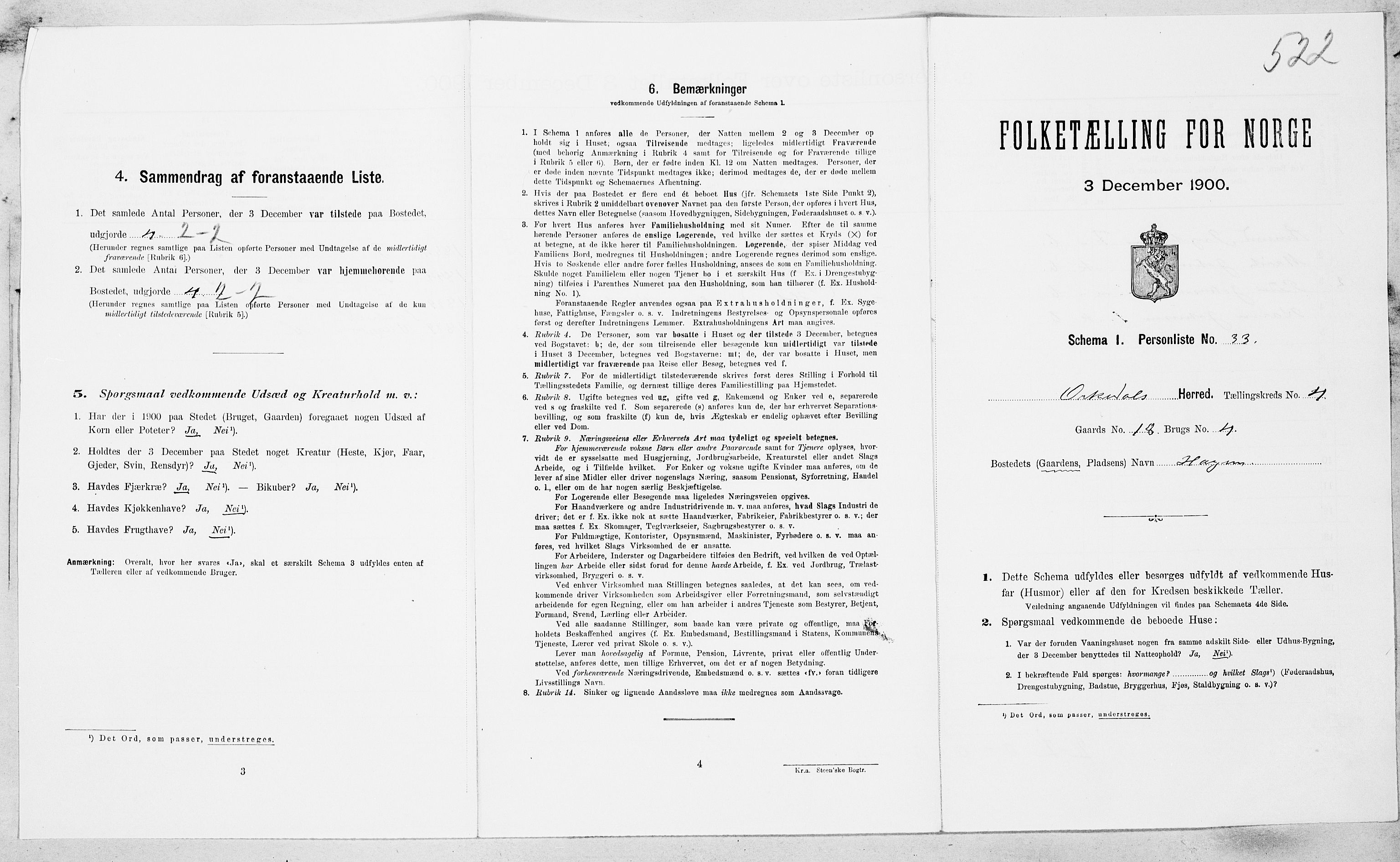 SAT, 1900 census for Orkdal, 1900, p. 707