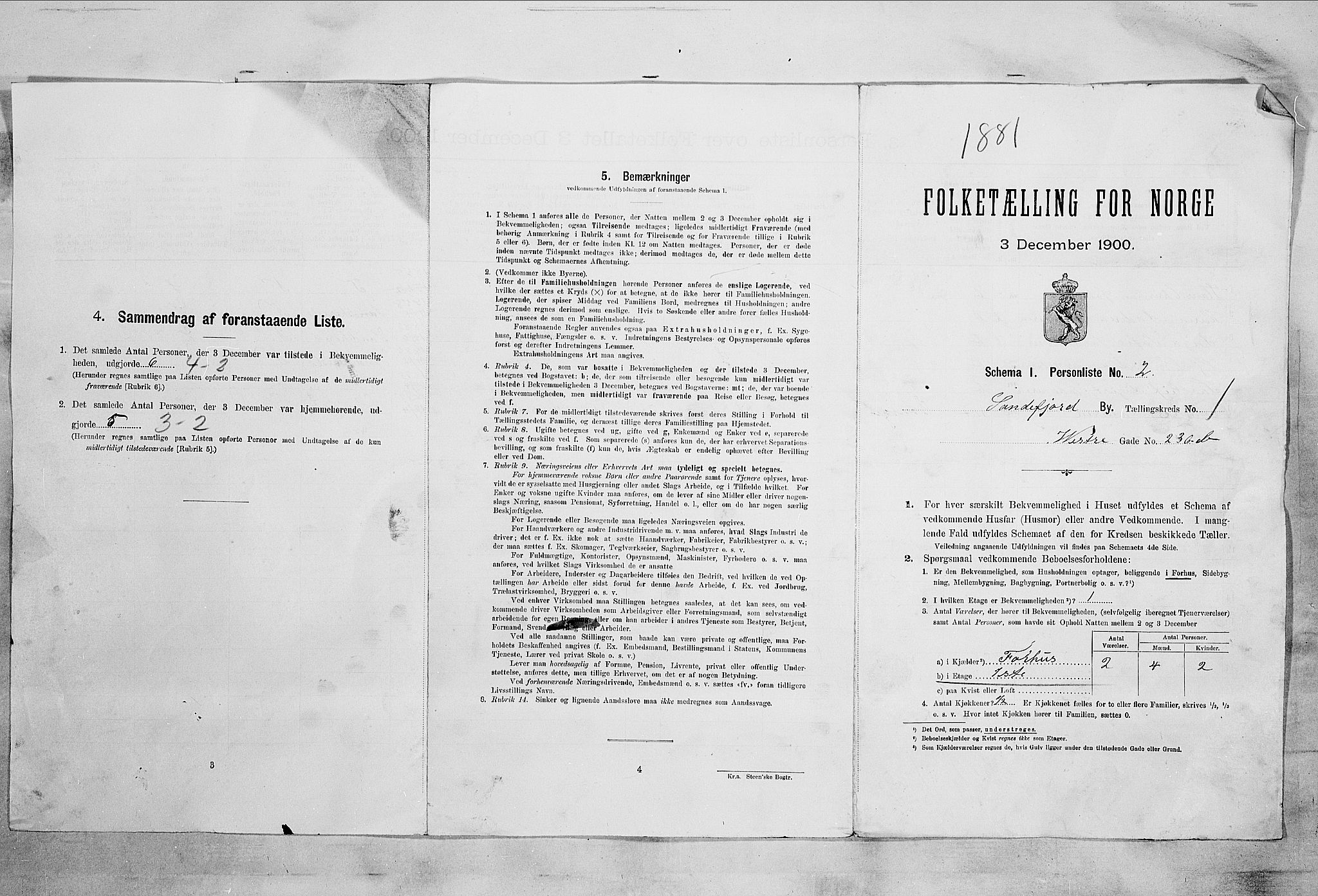 RA, 1900 census for Sandefjord, 1900, p. 32