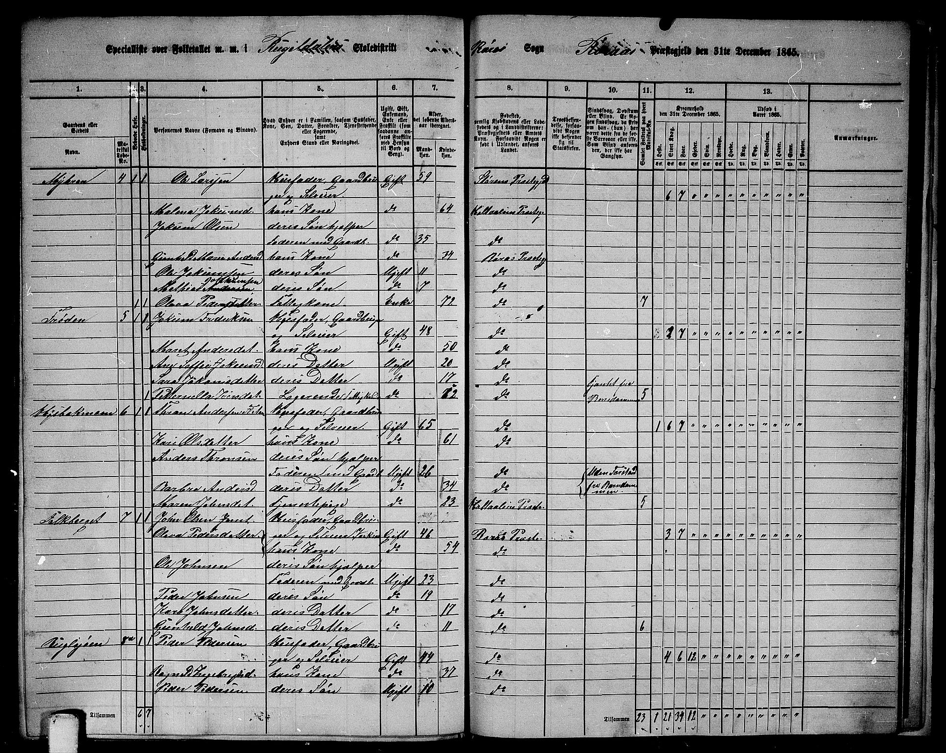 RA, 1865 census for Røros, 1865, p. 150