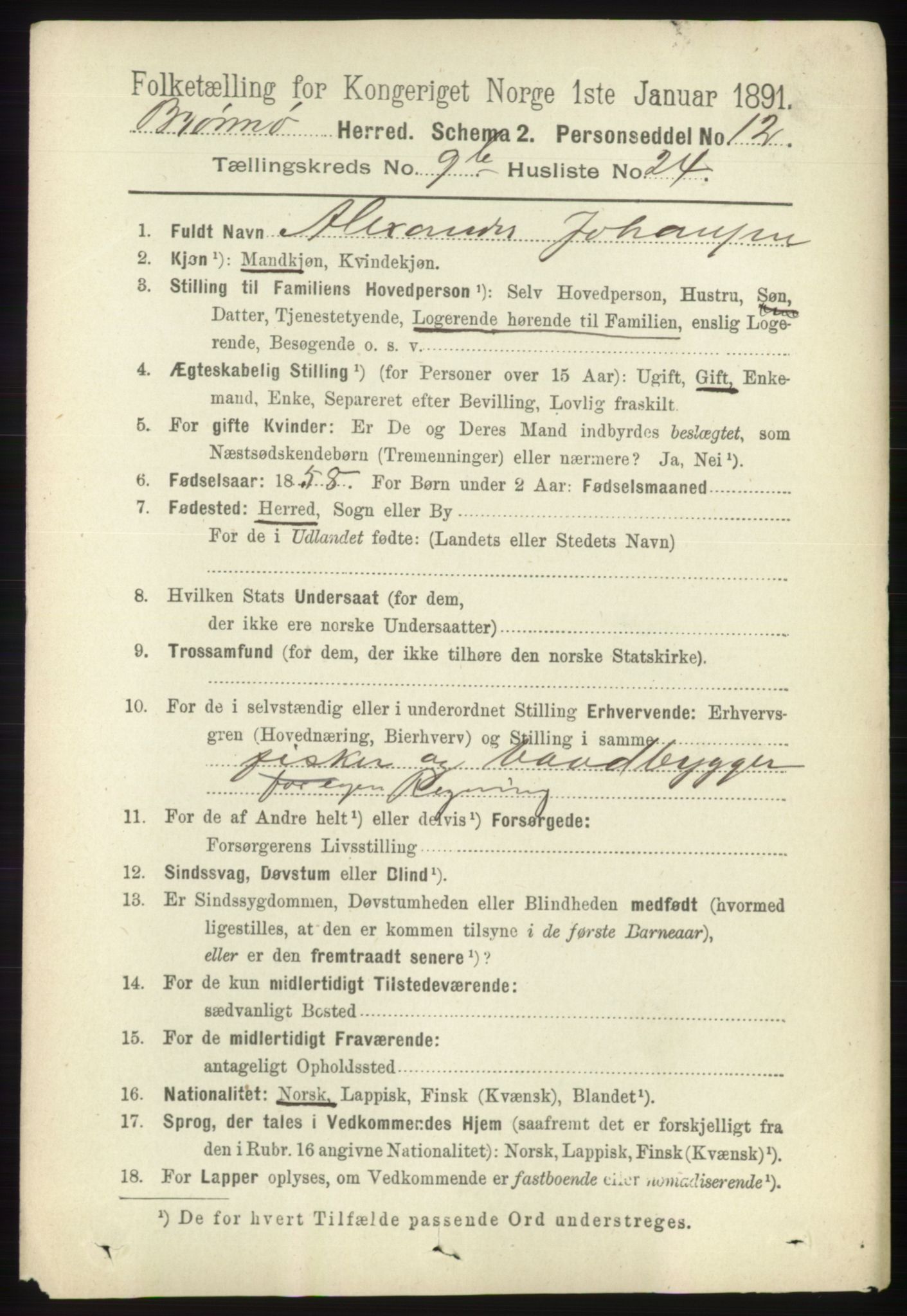 RA, 1891 census for 1814 Brønnøy, 1891, p. 5566