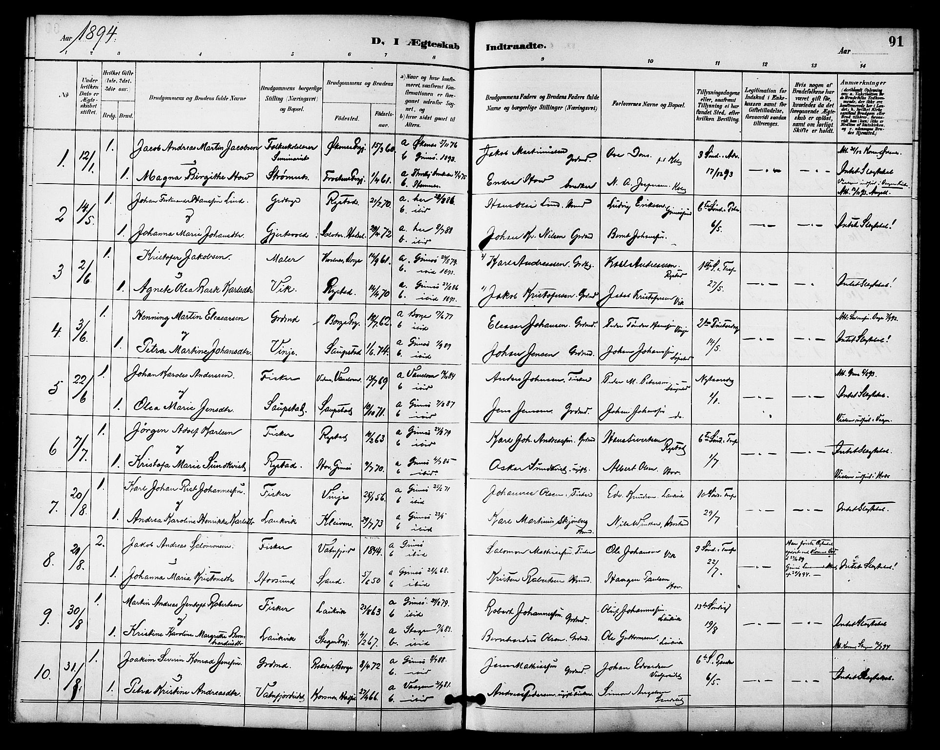 Ministerialprotokoller, klokkerbøker og fødselsregistre - Nordland, AV/SAT-A-1459/876/L1097: Parish register (official) no. 876A03, 1886-1896, p. 91