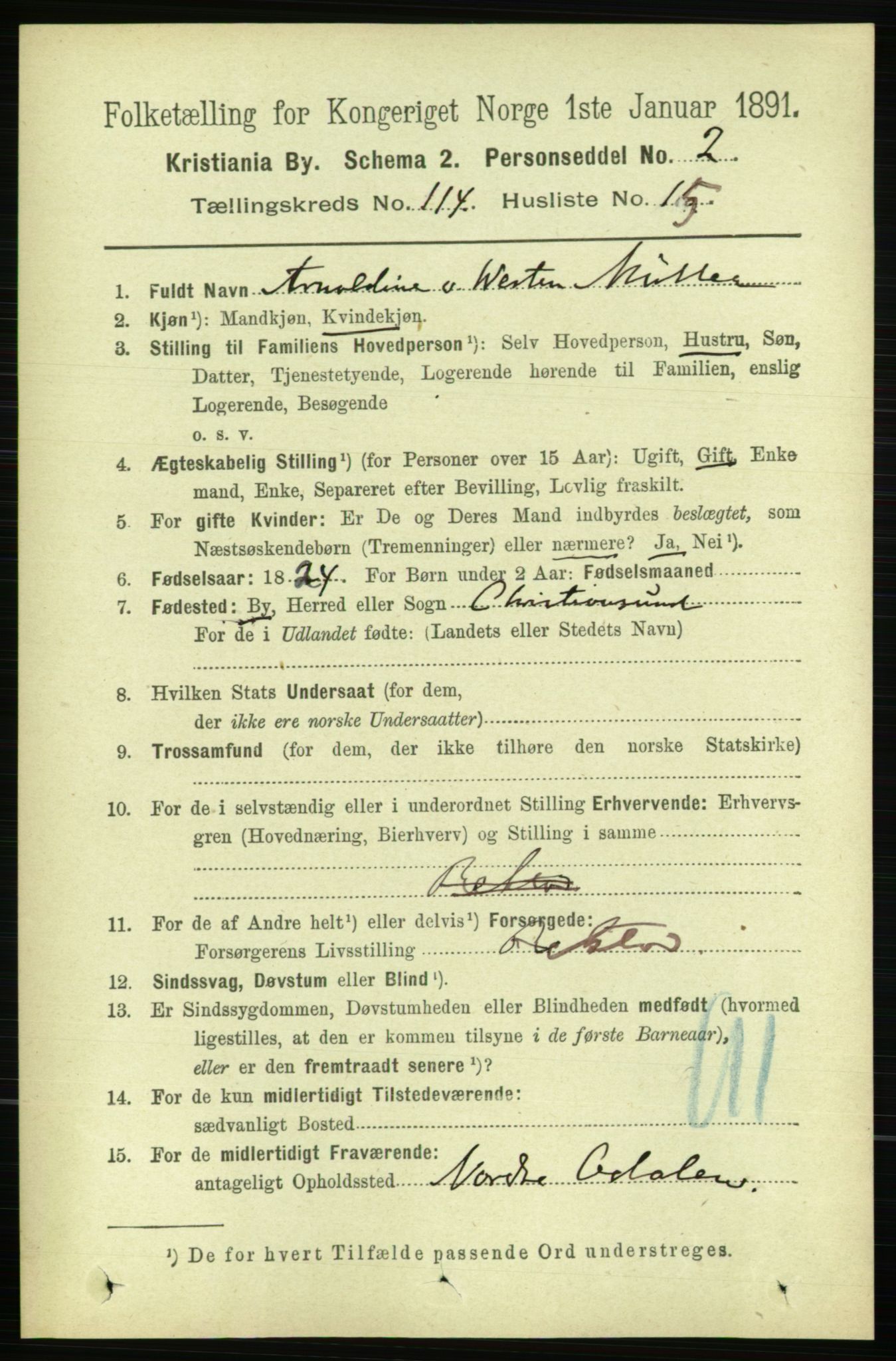 RA, 1891 census for 0301 Kristiania, 1891, p. 61252