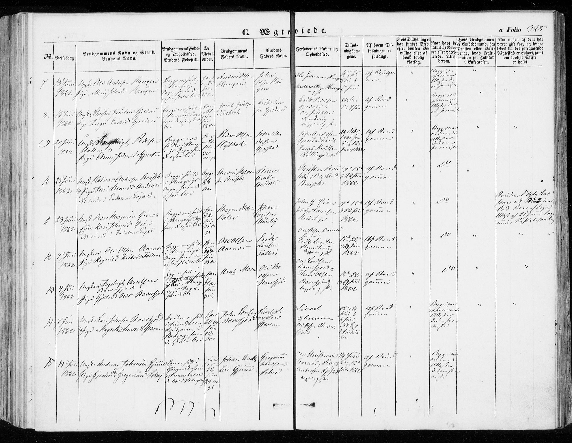 Ministerialprotokoller, klokkerbøker og fødselsregistre - Møre og Romsdal, AV/SAT-A-1454/592/L1026: Parish register (official) no. 592A04, 1849-1867, p. 325