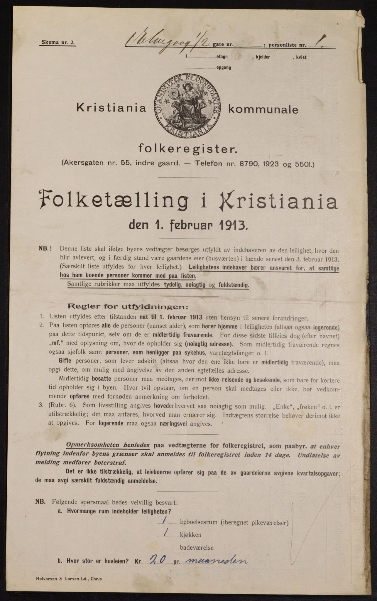 OBA, Municipal Census 1913 for Kristiania, 1913, p. 20975