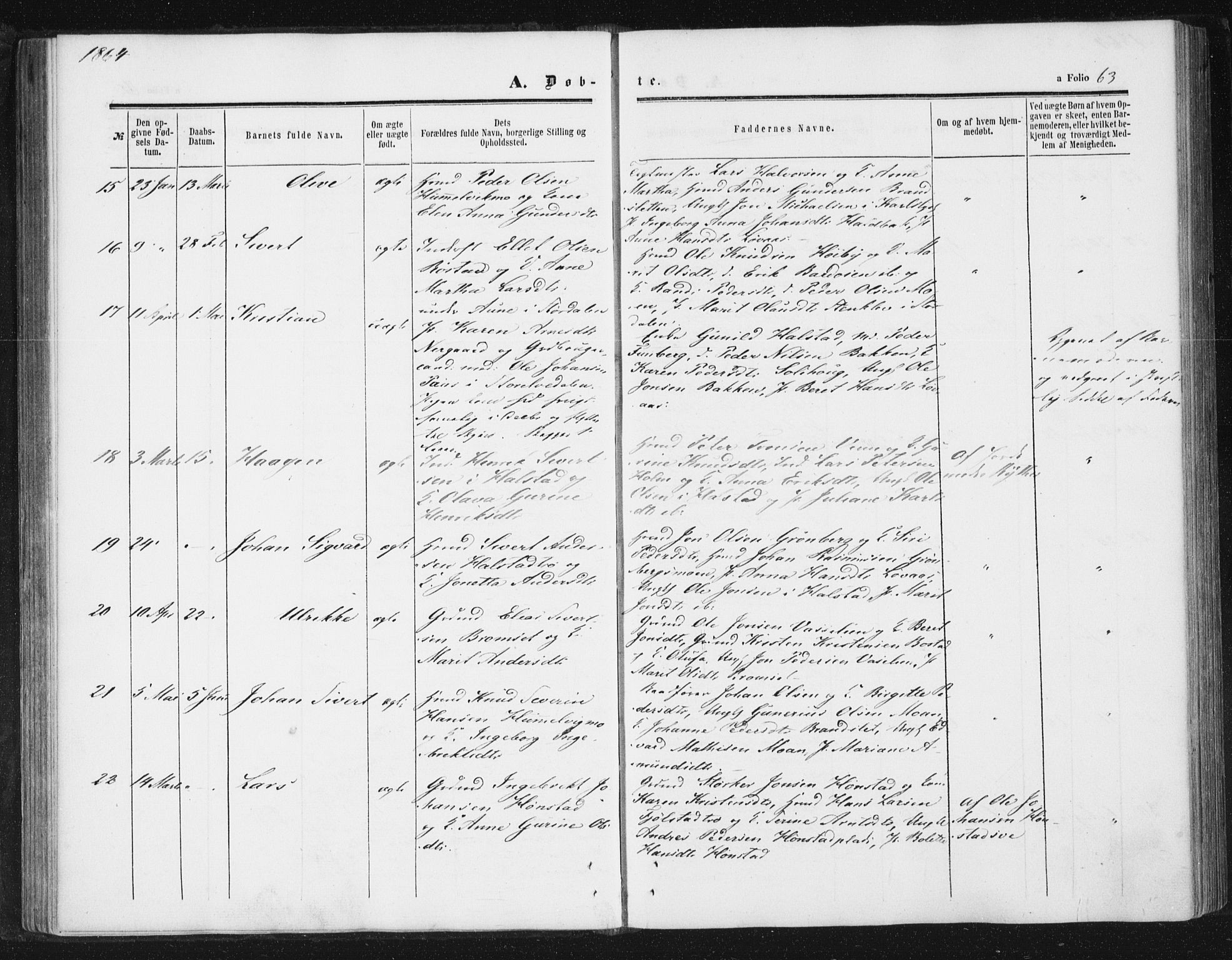 Ministerialprotokoller, klokkerbøker og fødselsregistre - Sør-Trøndelag, AV/SAT-A-1456/616/L0408: Parish register (official) no. 616A05, 1857-1865, p. 63