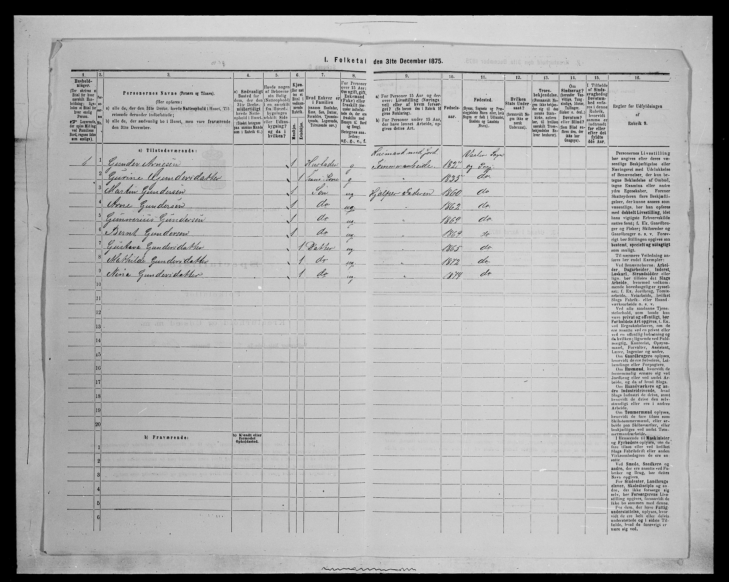 SAH, 1875 census for 0426P Våler parish (Hedmark), 1875, p. 243