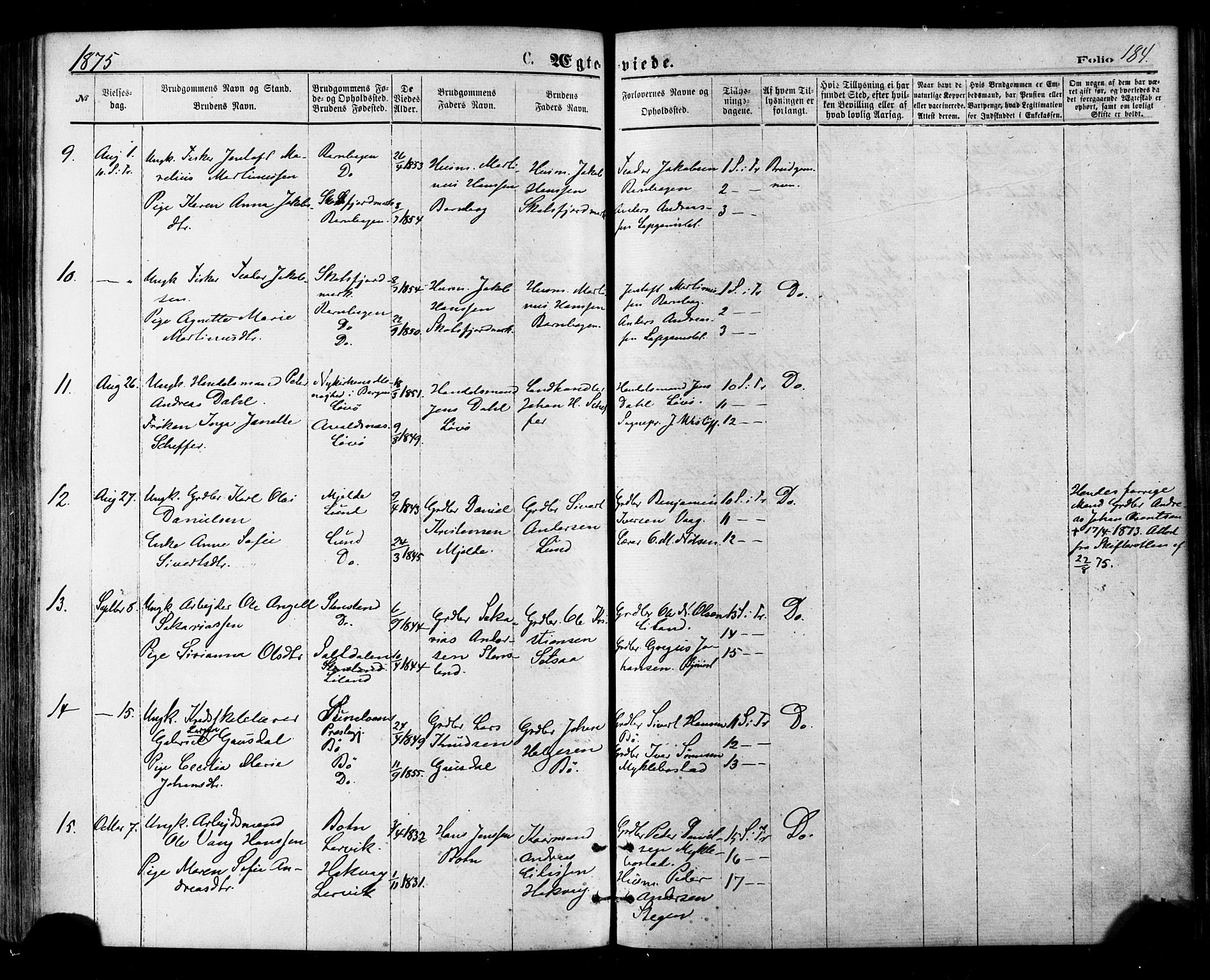 Ministerialprotokoller, klokkerbøker og fødselsregistre - Nordland, AV/SAT-A-1459/855/L0802: Parish register (official) no. 855A10, 1875-1886, p. 184